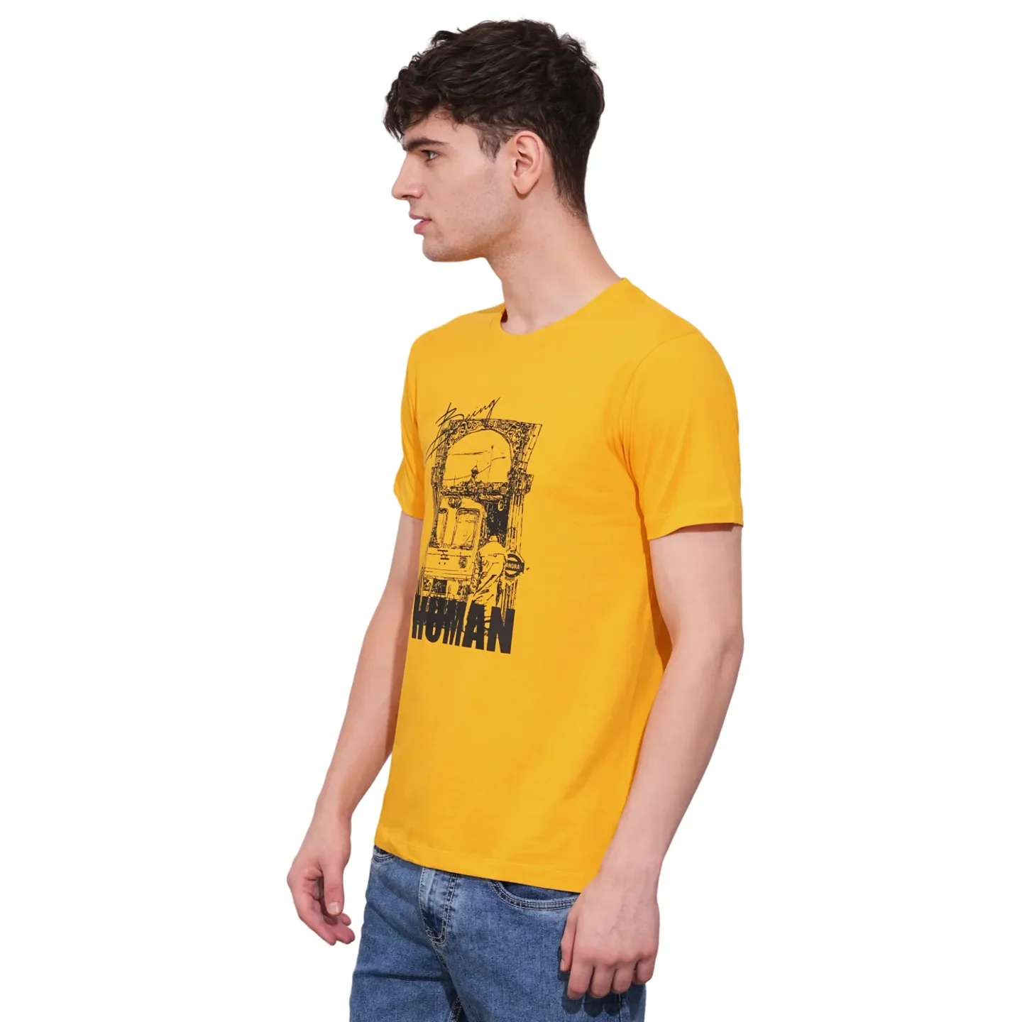 Mustard Regular Fit Men's Short Sleeves T-Shirt by Being Human Clothing - Image 2