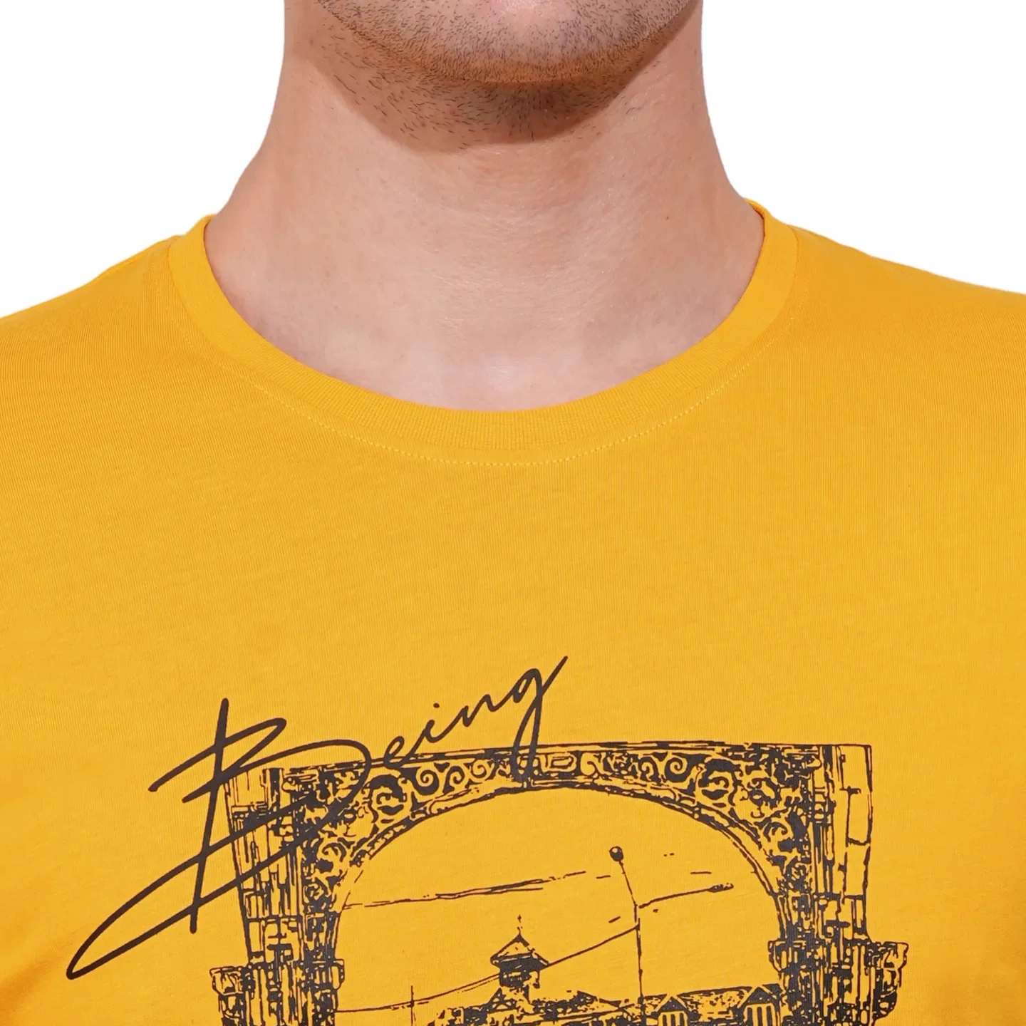 Mustard Regular Fit Men's Short Sleeves T-Shirt by Being Human Clothing - Image 5
