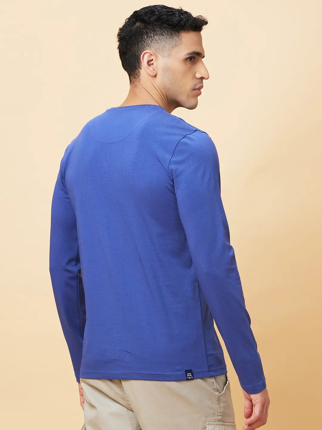 Navy Regular Fit Round Neck Men's T-Shirt by Being Human Clothing - Image 3