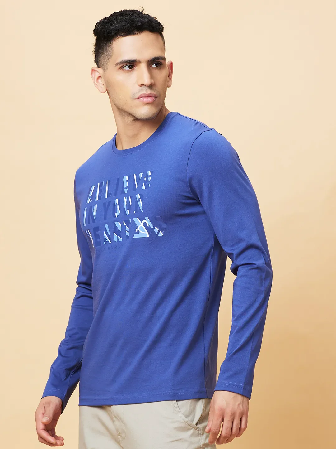 Navy Regular Fit Round Neck Men's T-Shirt by Being Human Clothing - Image 4
