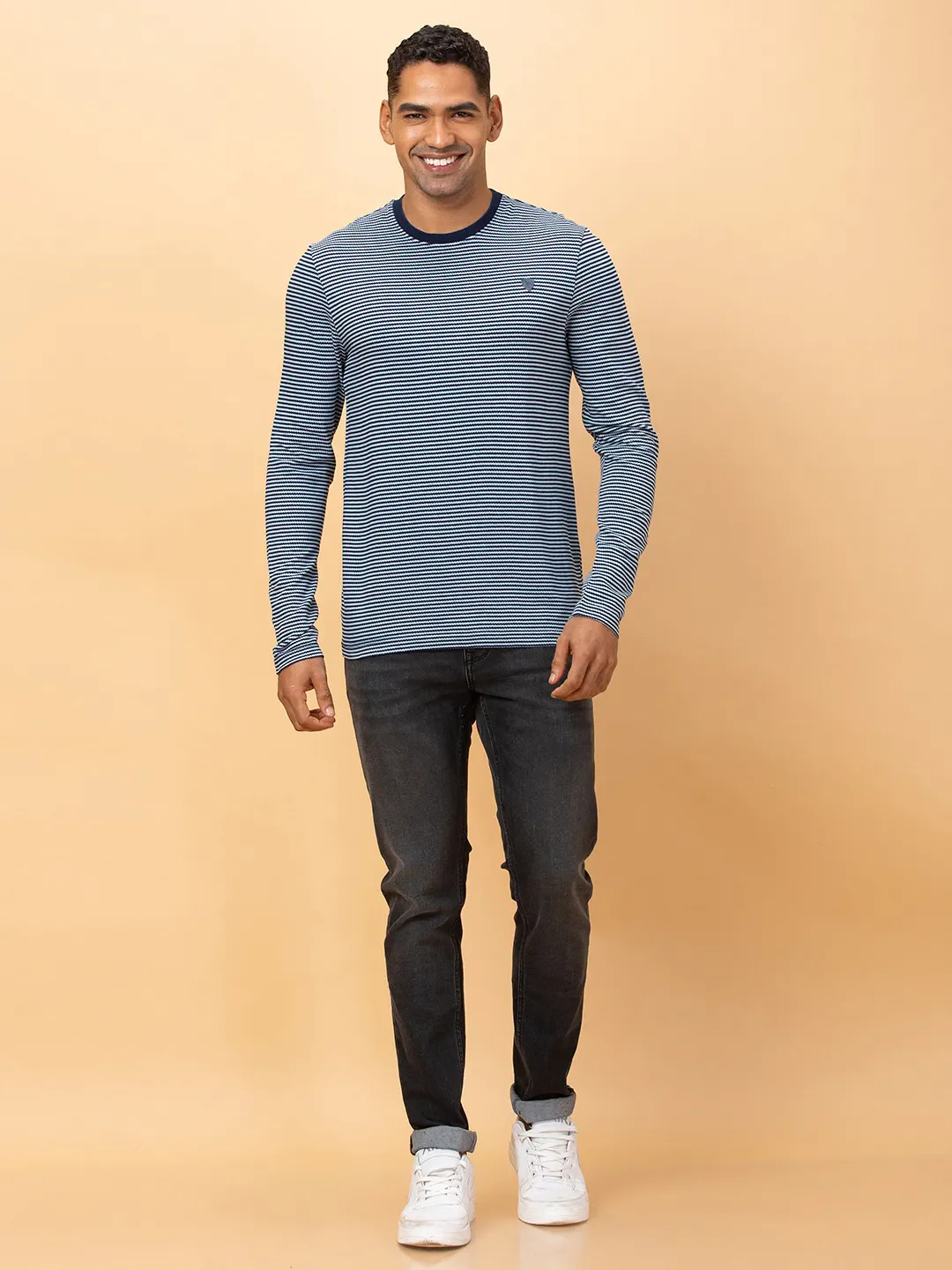 Navy Regular Fit Round Neck Men's T-Shirt by Being Human Clothing - Image 2