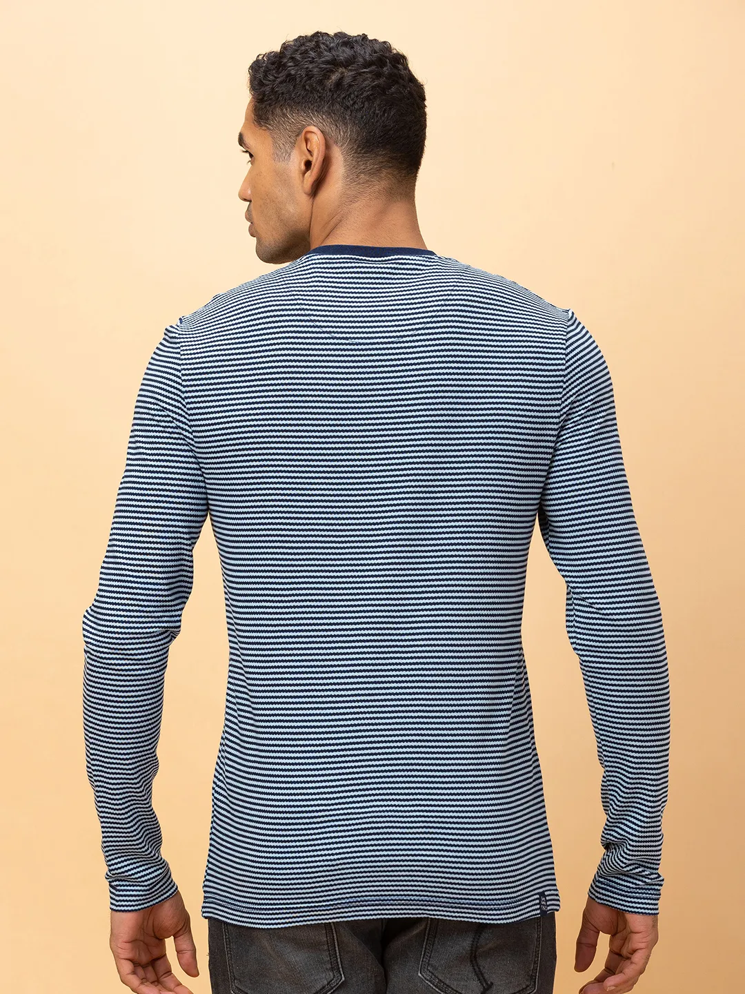 Navy Regular Fit Round Neck Men's T-Shirt by Being Human Clothing - Image 3