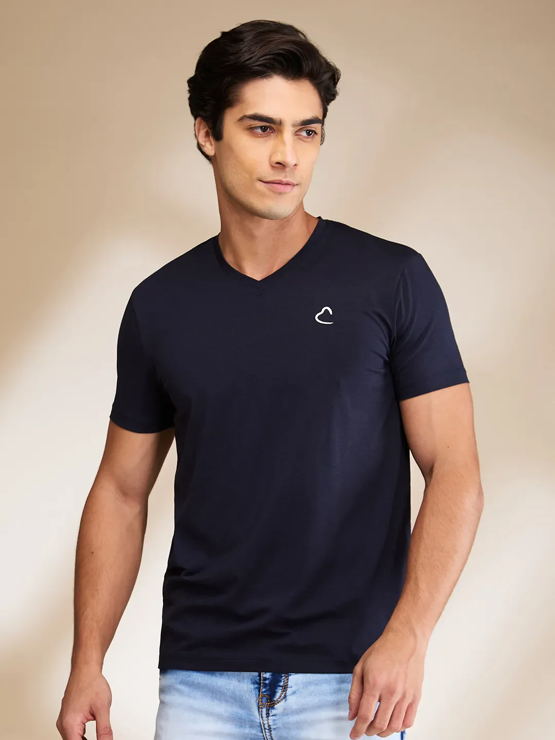 Navy Slim Fit V Neck Men's T-Shirt by Being Human Clothing