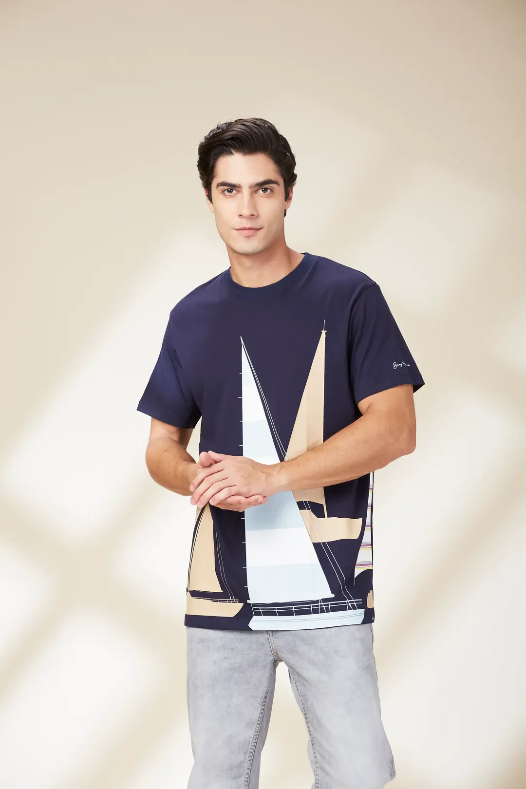 Navy Easy Fit Round Neck Men's T-Shirt by Being Human Clothing - Image 5