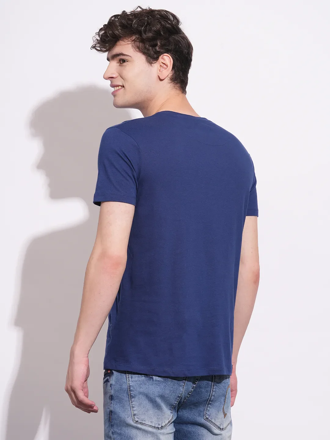 Navy Slim Fit Round Neck Men's T-Shirt by Being Human Clothing - Image 3