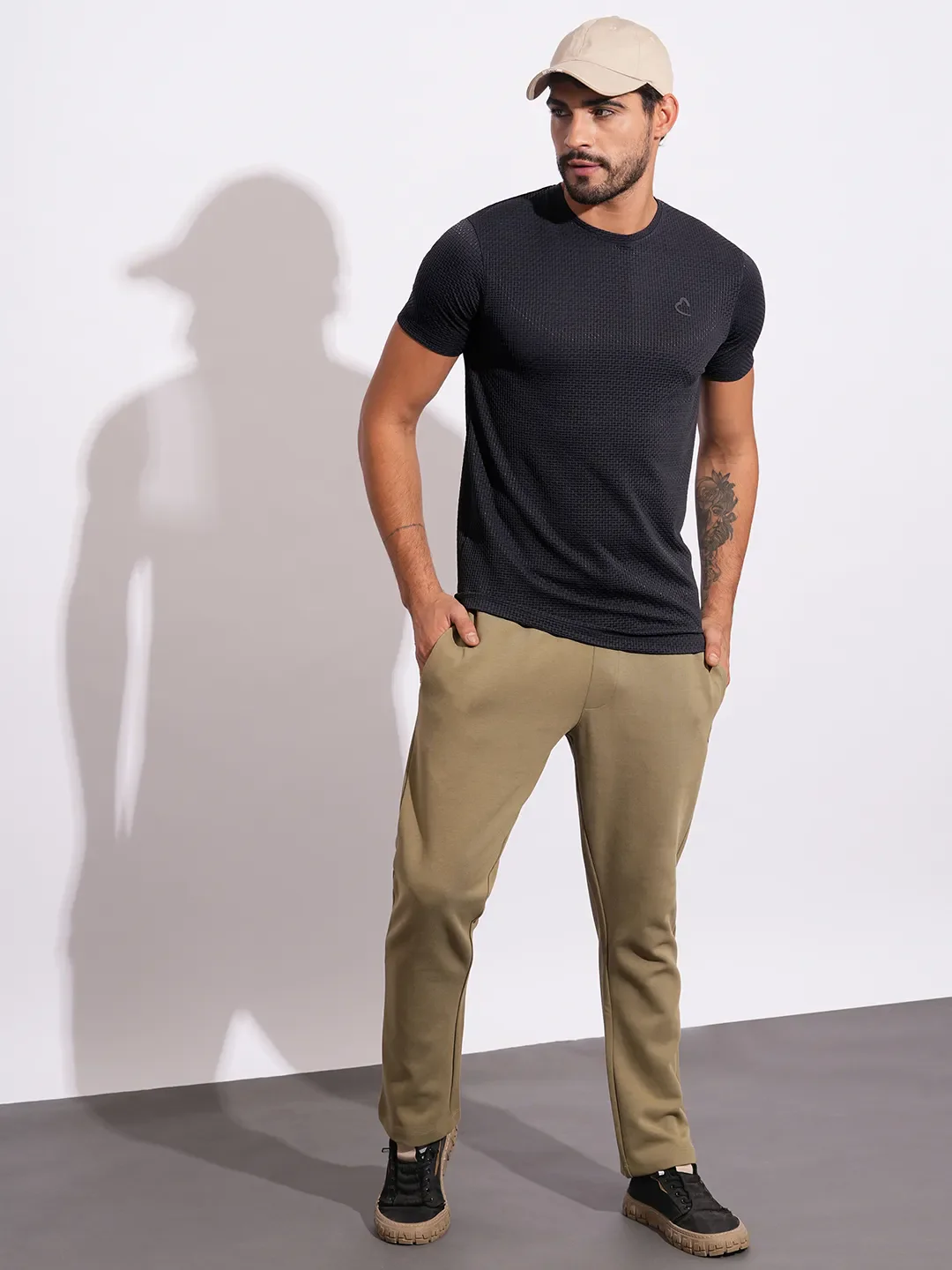 Navy Slim Fit Round Neck Men's T-Shirt by Being Human Clothing - Image 4