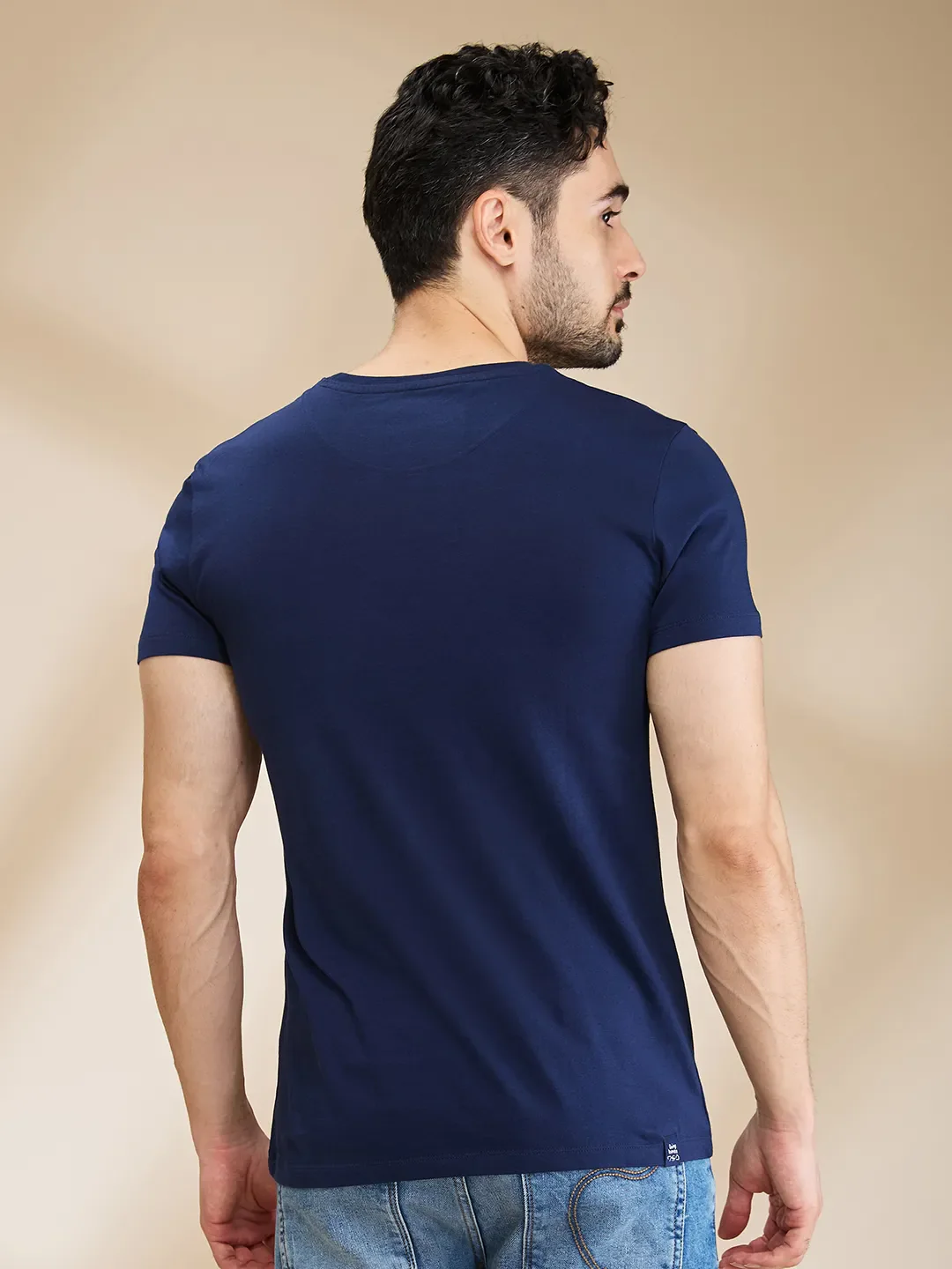 Dark Blue Regular Fit Men's Short Sleeves T-Shirt by Being Human Clothing - Image 3