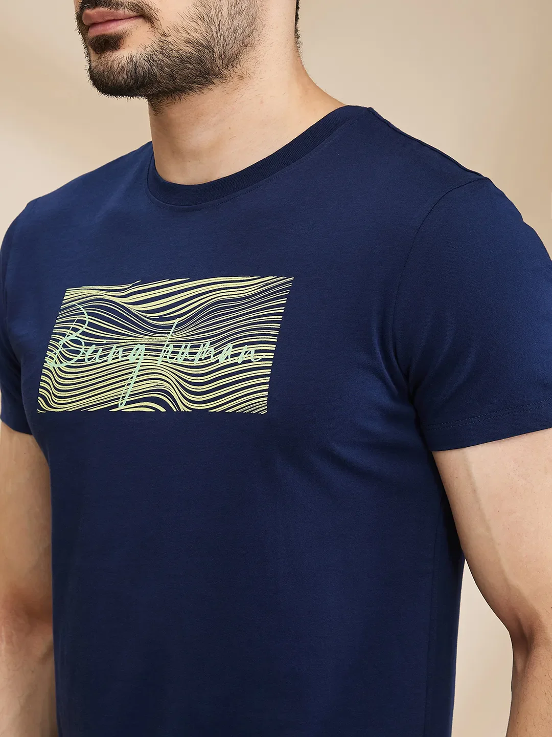 Dark Blue Regular Fit Men's Short Sleeves T-Shirt by Being Human Clothing - Image 5