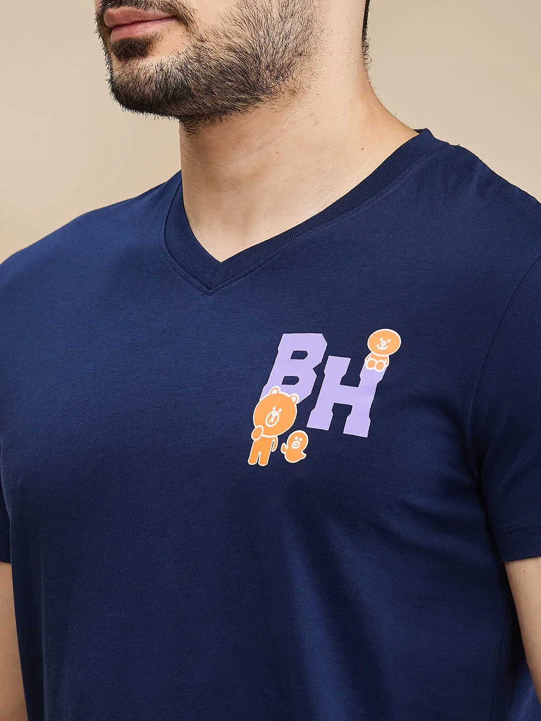 Dark Blue Regular Fit Men's Short Sleeves T-Shirt by Being Human Clothing - Image 5