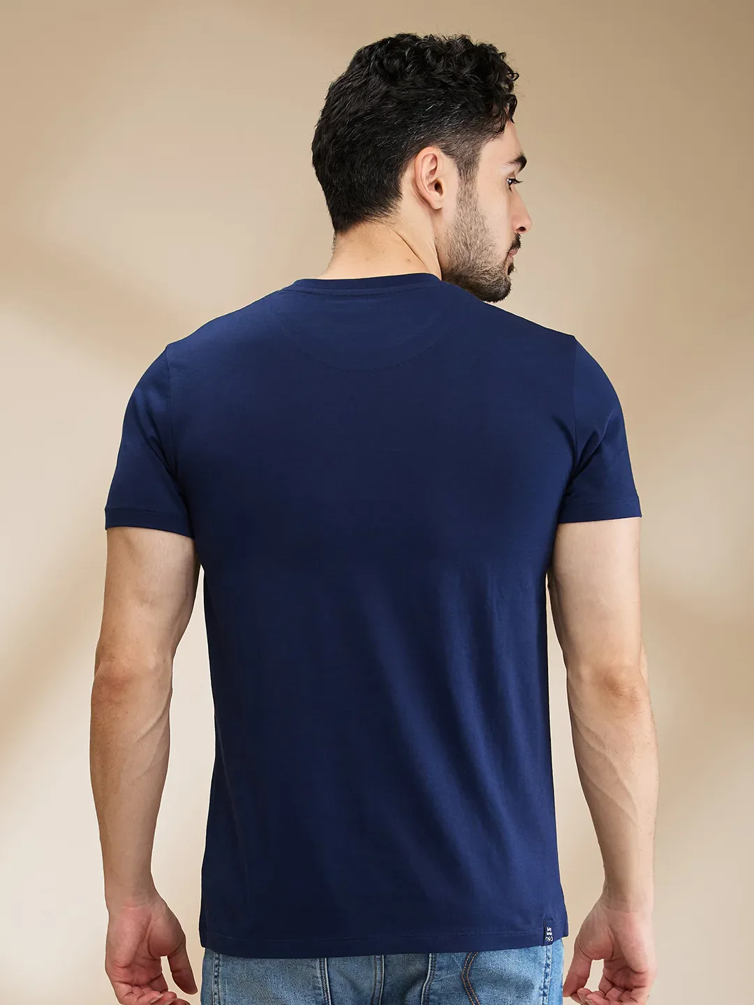 Dark Blue Regular Fit Men's Short Sleeves T-Shirt by Being Human Clothing - Image 3