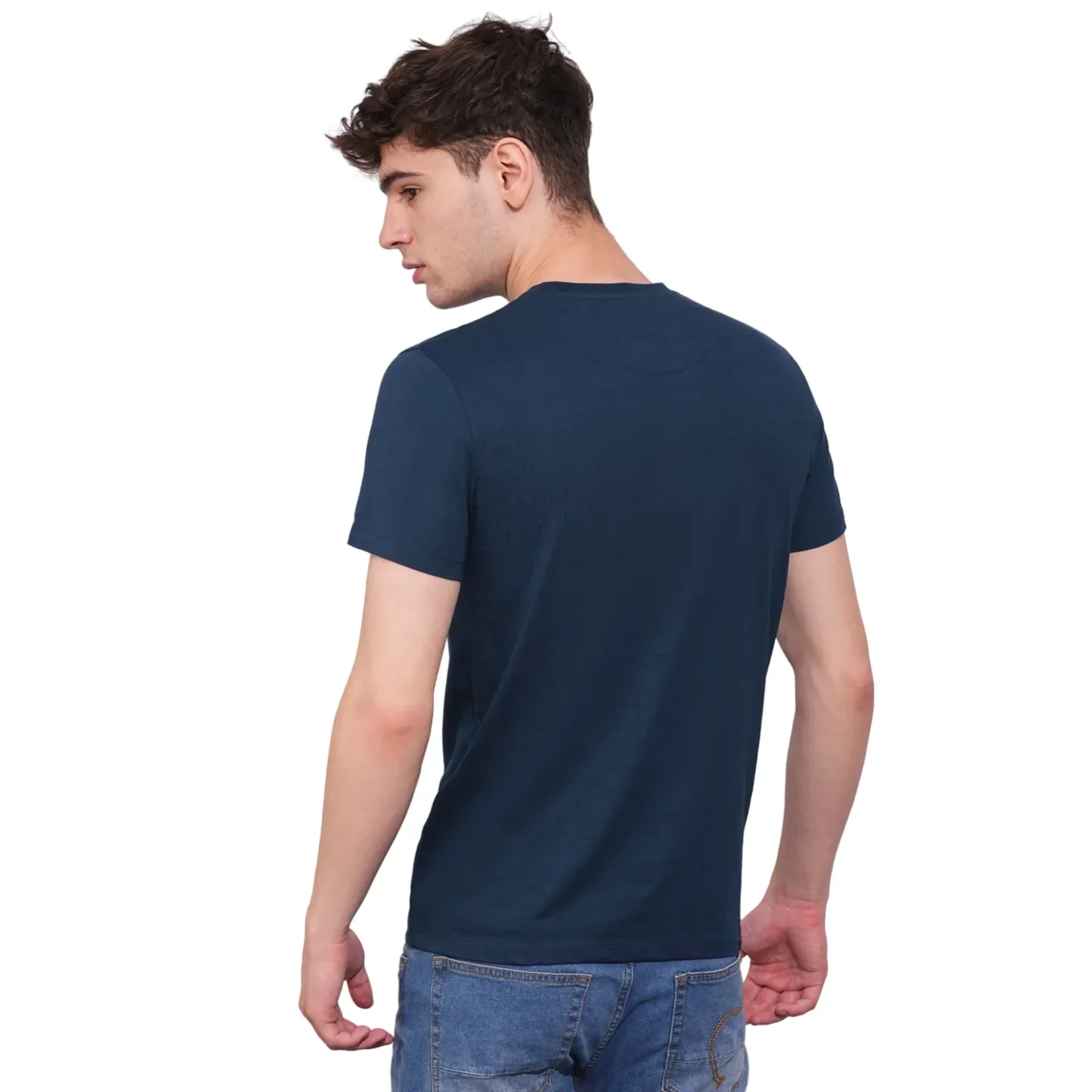 Navy Regular Fit Round Neck Men's T-Shirt by Being Human Clothing - Image 3