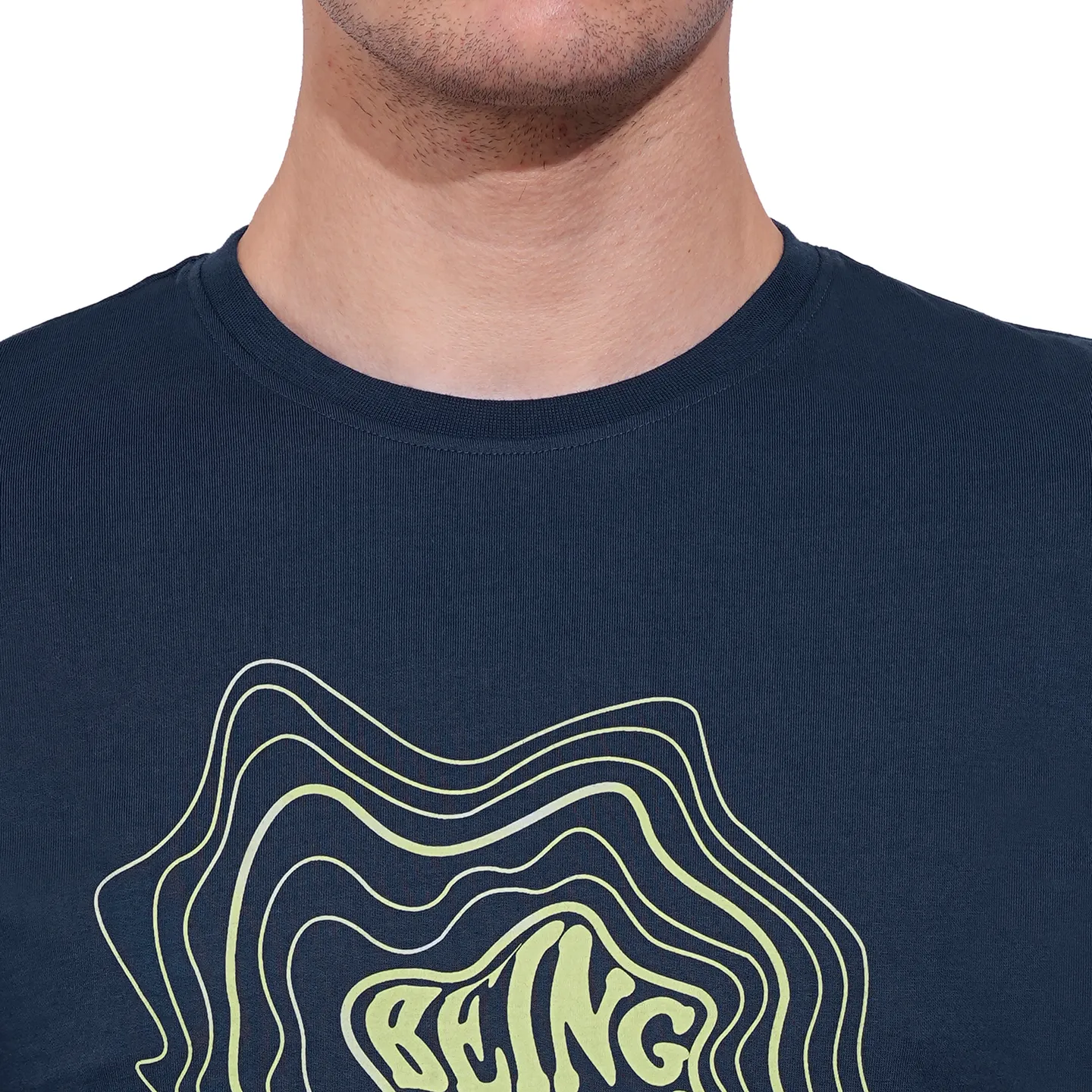Navy Regular Fit Round Neck Men's T-Shirt by Being Human Clothing - Image 5