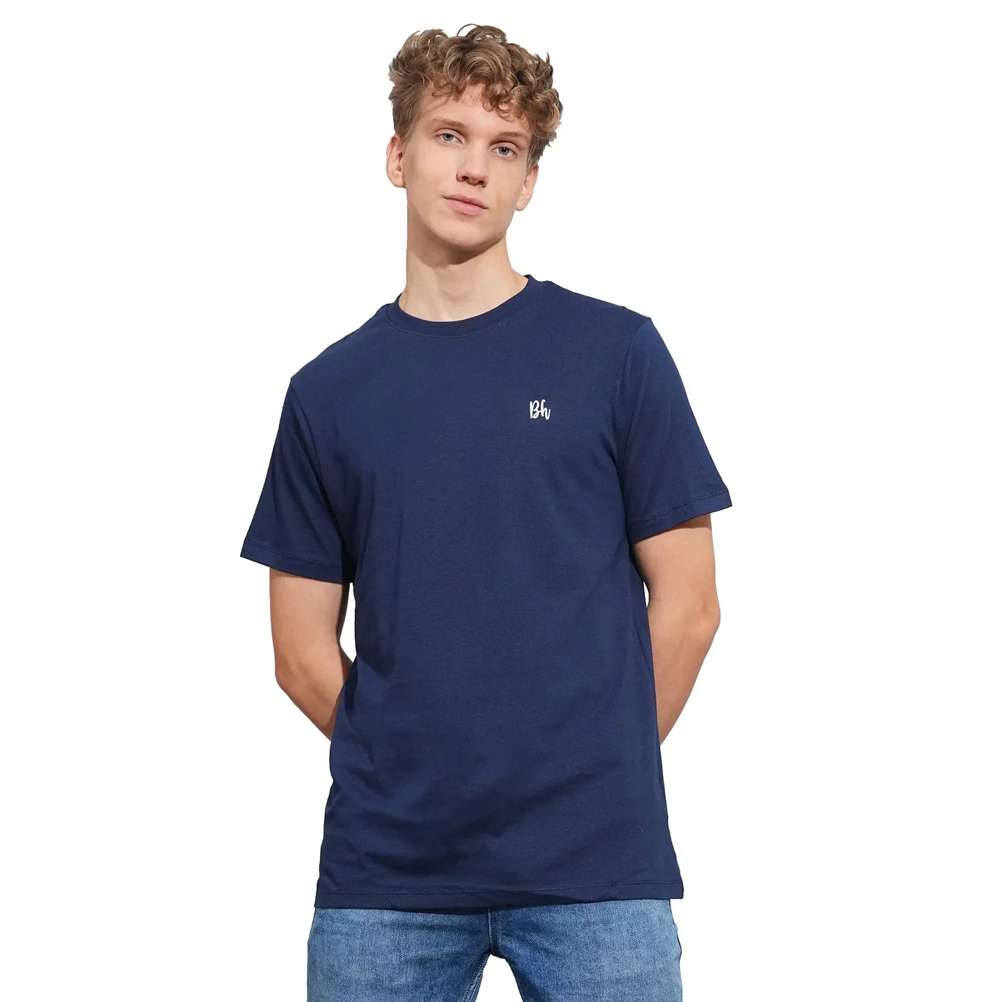Navy Easy Fit Round Neck Men's T-Shirt by Being Human Clothing
