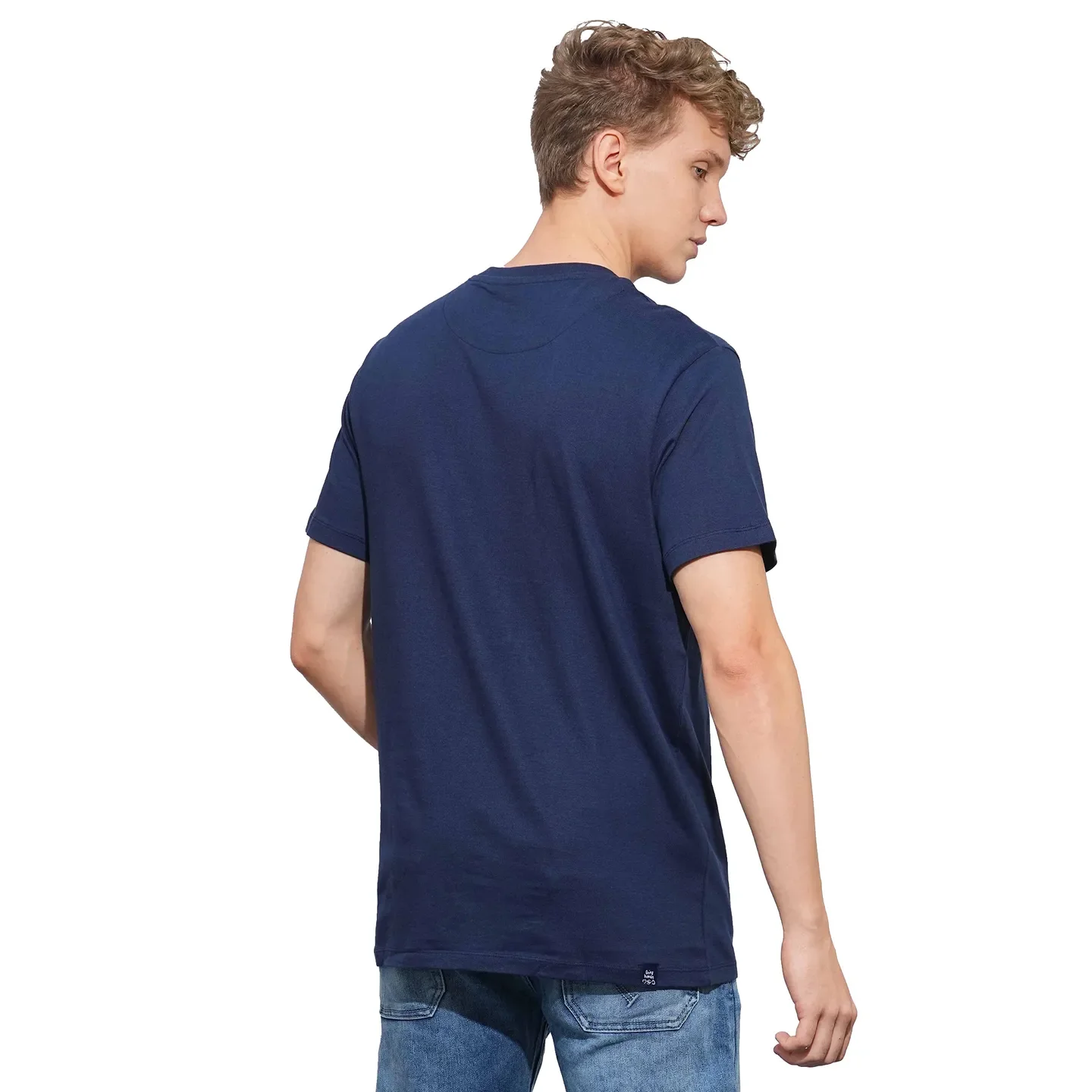 Navy Easy Fit Round Neck Men's T-Shirt by Being Human Clothing - Image 3