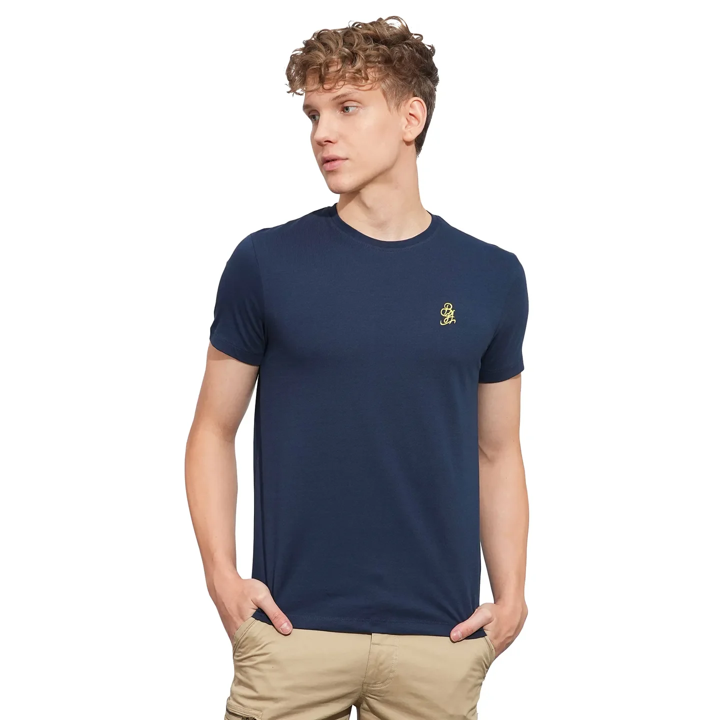 Navy Easy Fit Round Neck Men's T-Shirt by Being Human Clothing