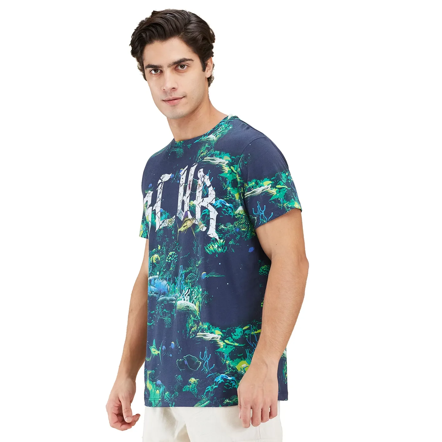 Navy Easy Fit Round Neck Men's T-Shirt by Being Human Clothing - Image 4