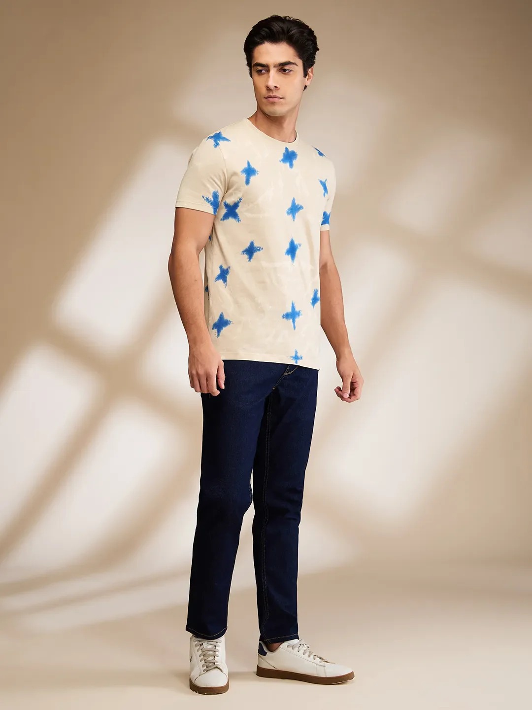 Oat Milk Regular Fit Round Neck Men's T-Shirt by Being Human Clothing - Image 2
