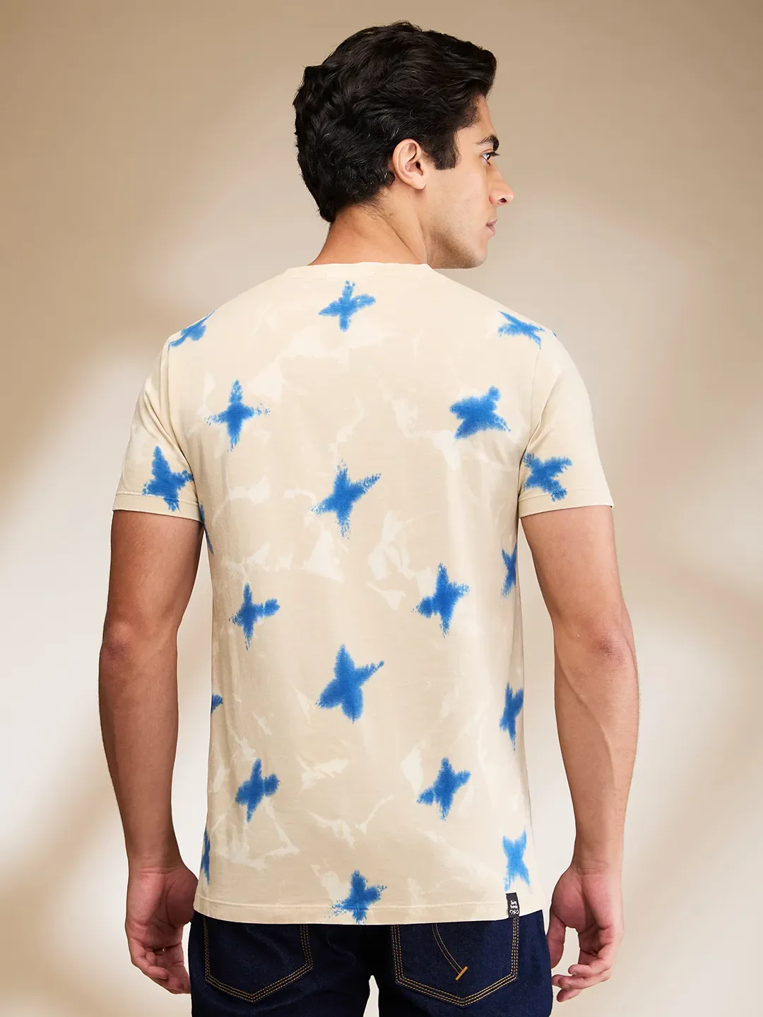 Oat Milk Regular Fit Round Neck Men's T-Shirt by Being Human Clothing - Image 3