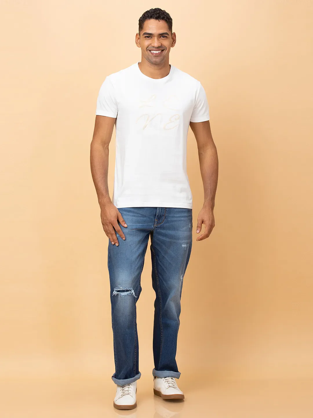 White Regular Fit Men's Short Sleeves T-Shirt by Being Human Clothing - Image 2