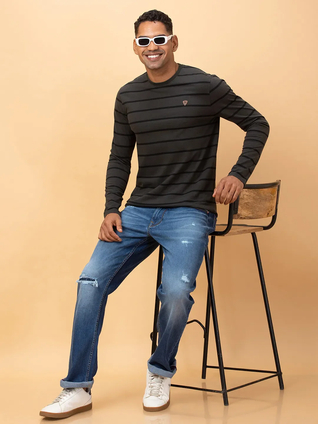 Olive Regular Fit Round Neck Men's T-Shirt by Being Human Clothing - Image 6
