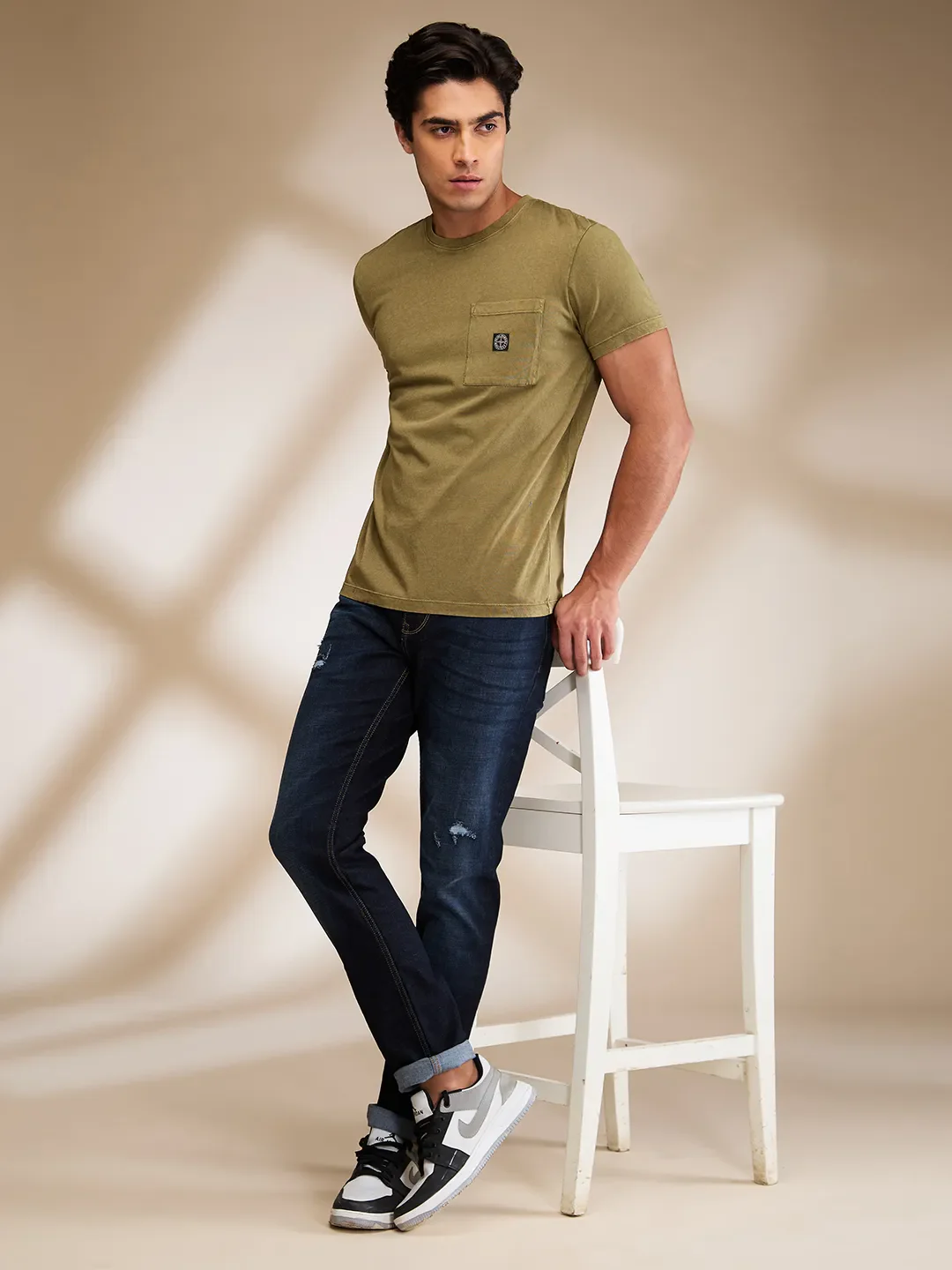 Olive Regular Fit Round Neck Men's T-Shirt by Being Human Clothing - Image 6