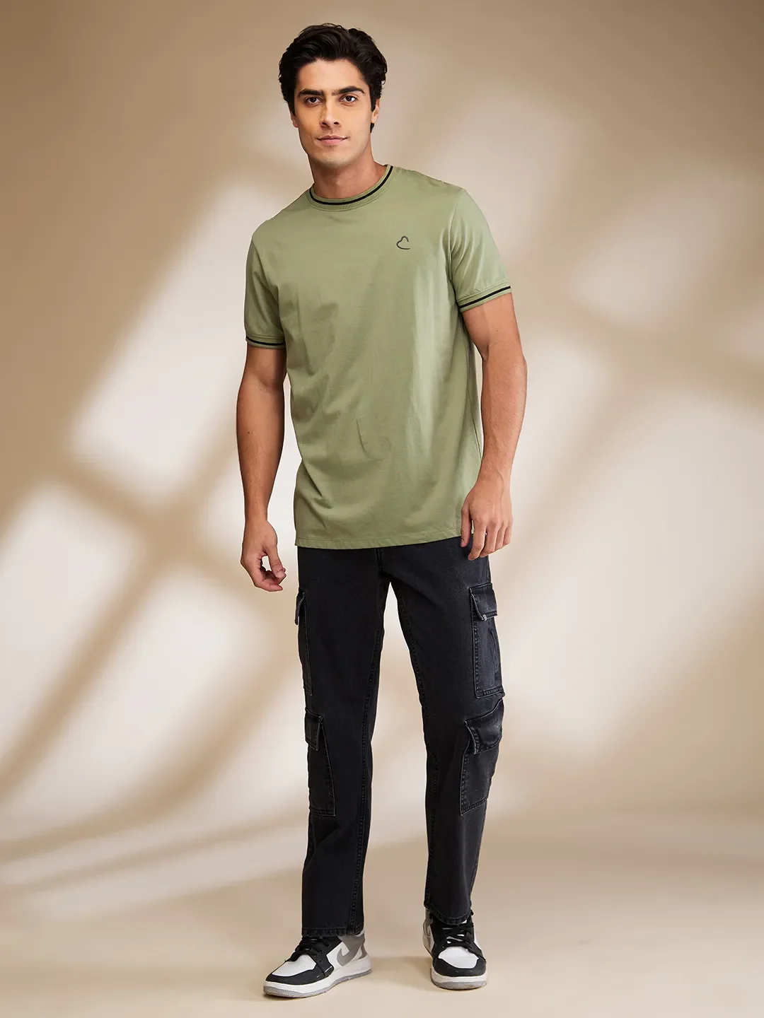 Olive Regular Fit Round Neck Men's T-Shirt by Being Human Clothing - Image 2