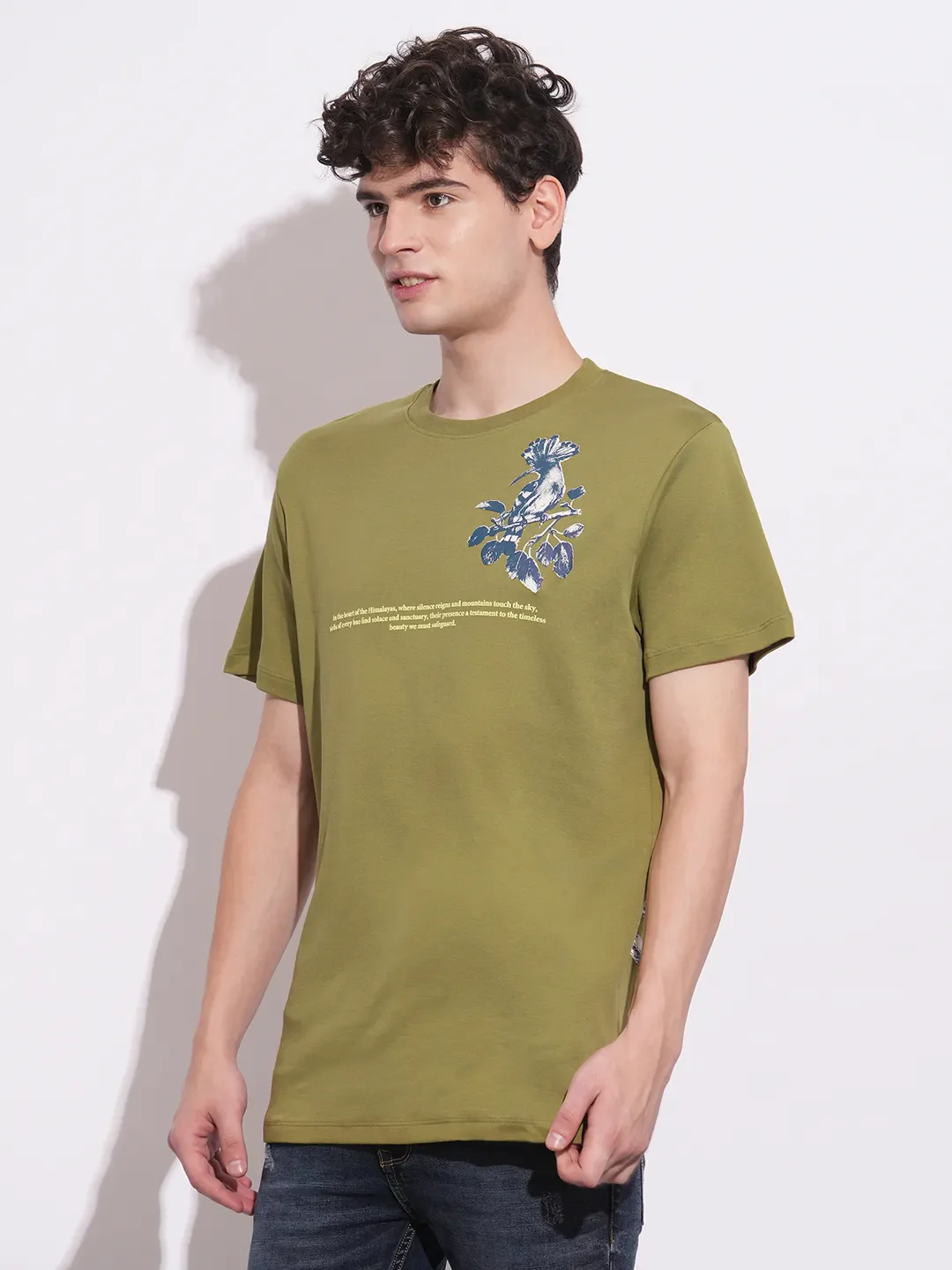 Olive Easy Fit Round Neck Men's T-Shirt by Being Human Clothing - Image 2