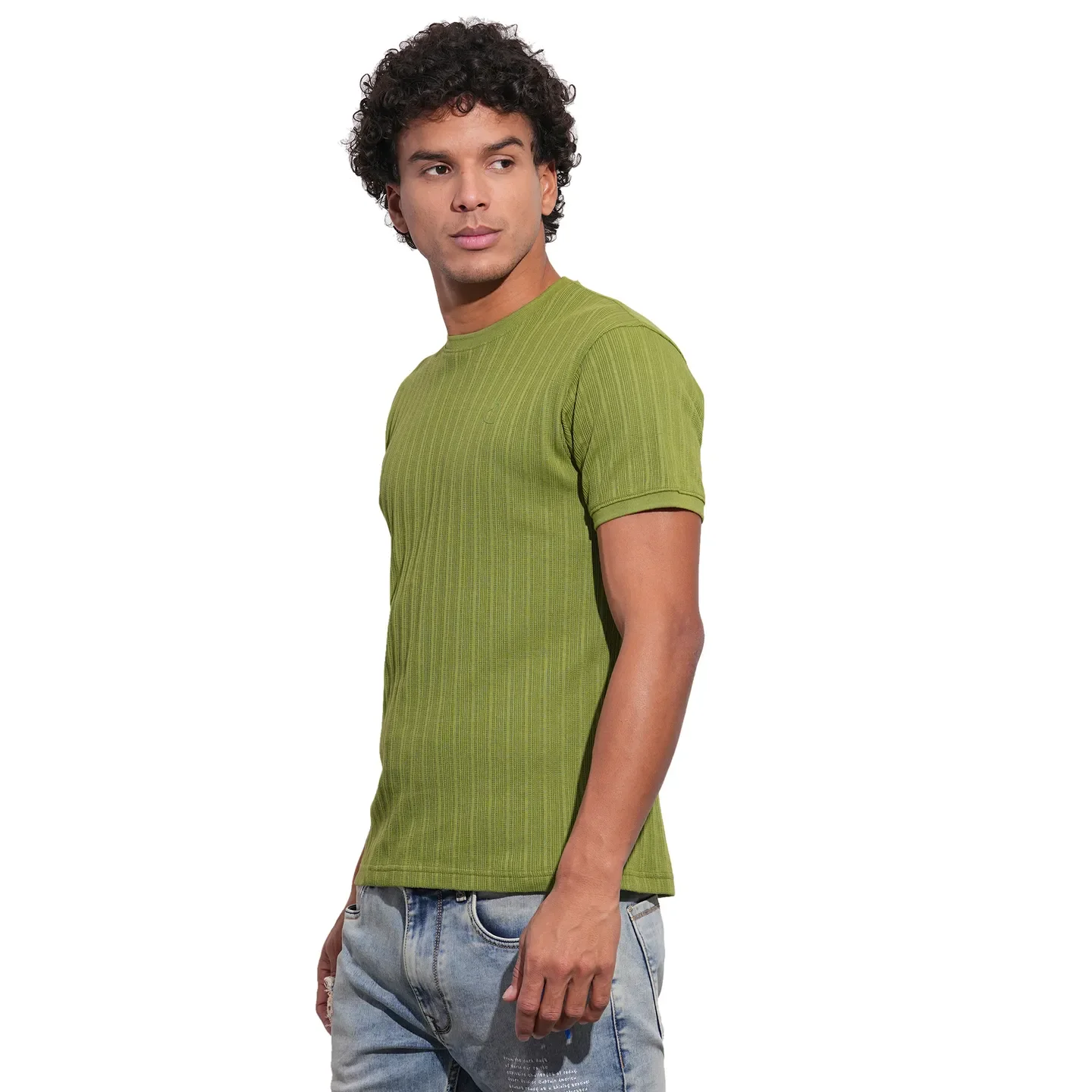 Olive Slim Fit Round Neck Men's T-Shirt by Being Human Clothing - Image 2