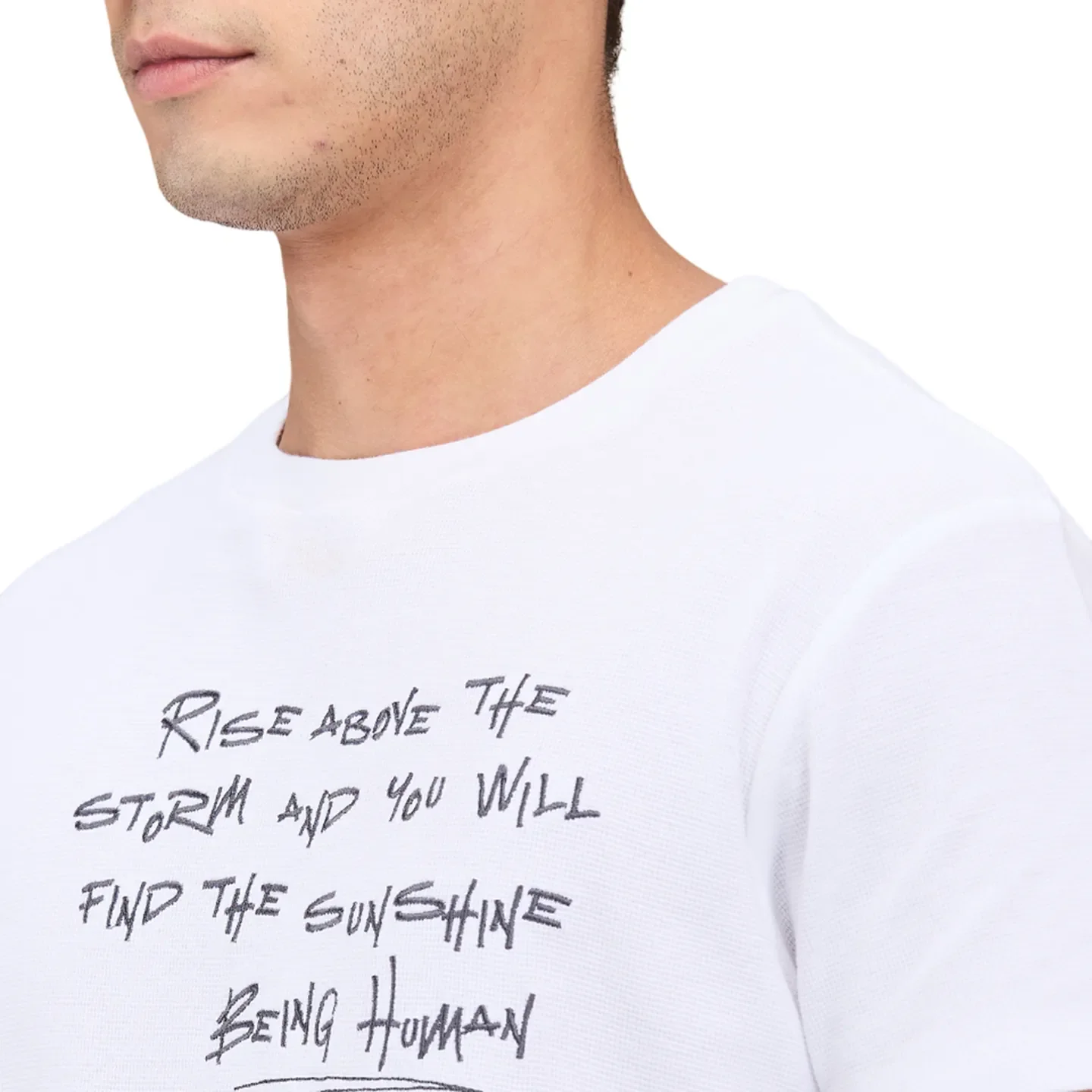 Optic White Easy Fit Round Neck Men's T-Shirt by Being Human Clothing - Image 5