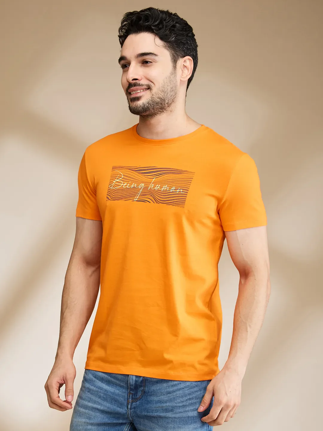 Orange Regular Fit Men's Short Sleeves T-Shirt by Being Human Clothing - Image 4