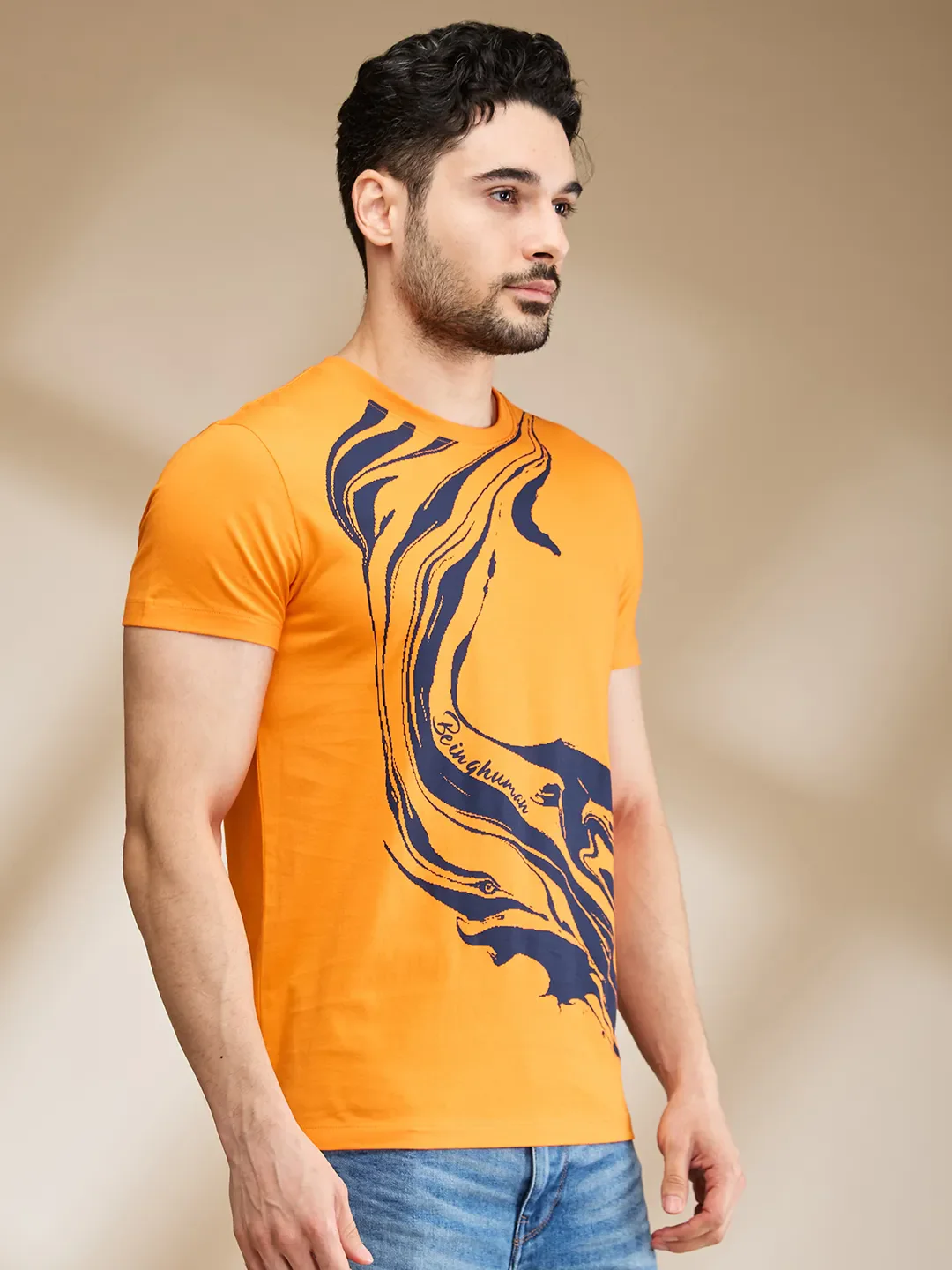 Orange Regular Fit Men's Short Sleeves T-Shirt by Being Human Clothing - Image 4