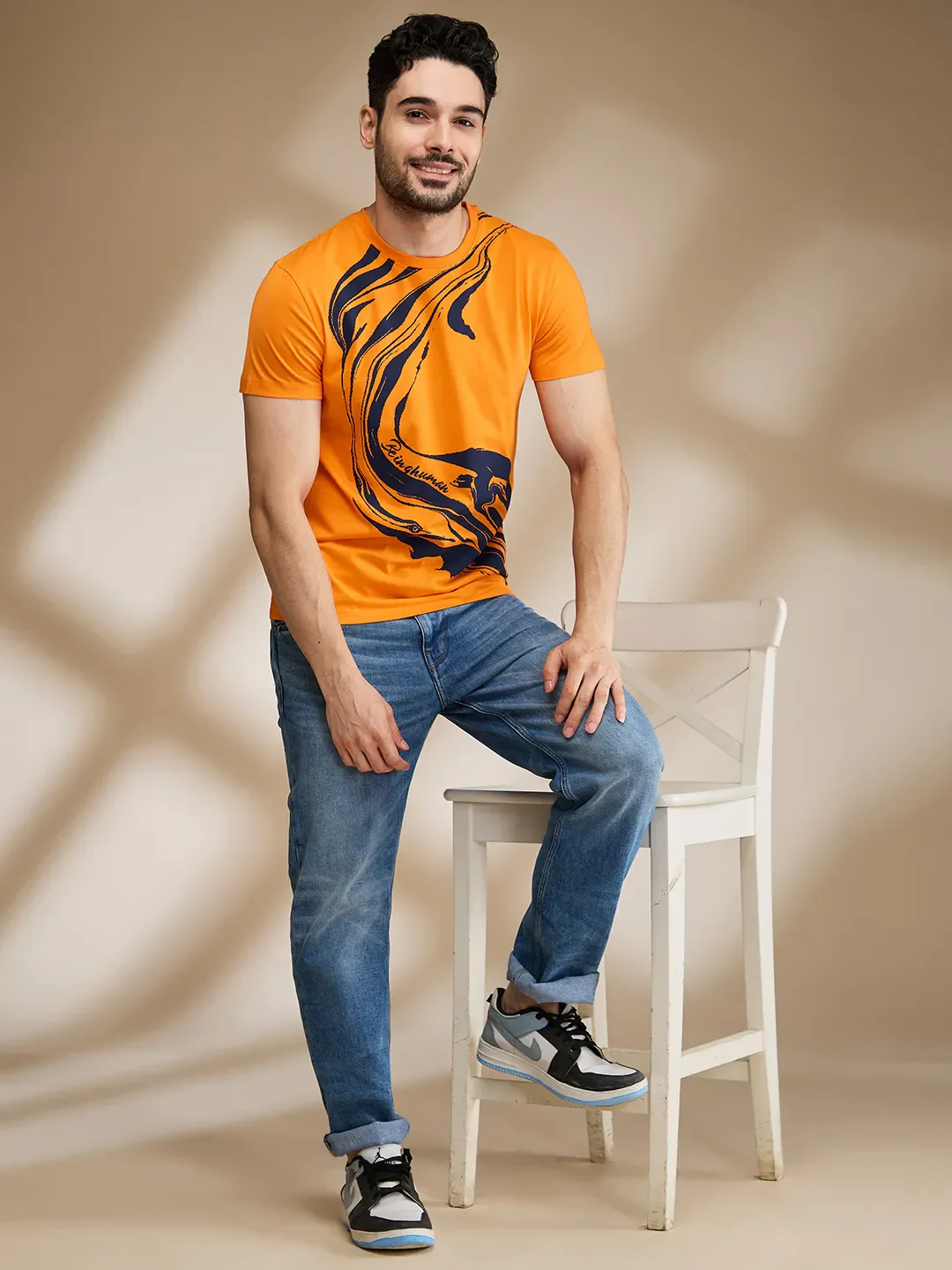 Orange Regular Fit Men's Short Sleeves T-Shirt by Being Human Clothing - Image 6