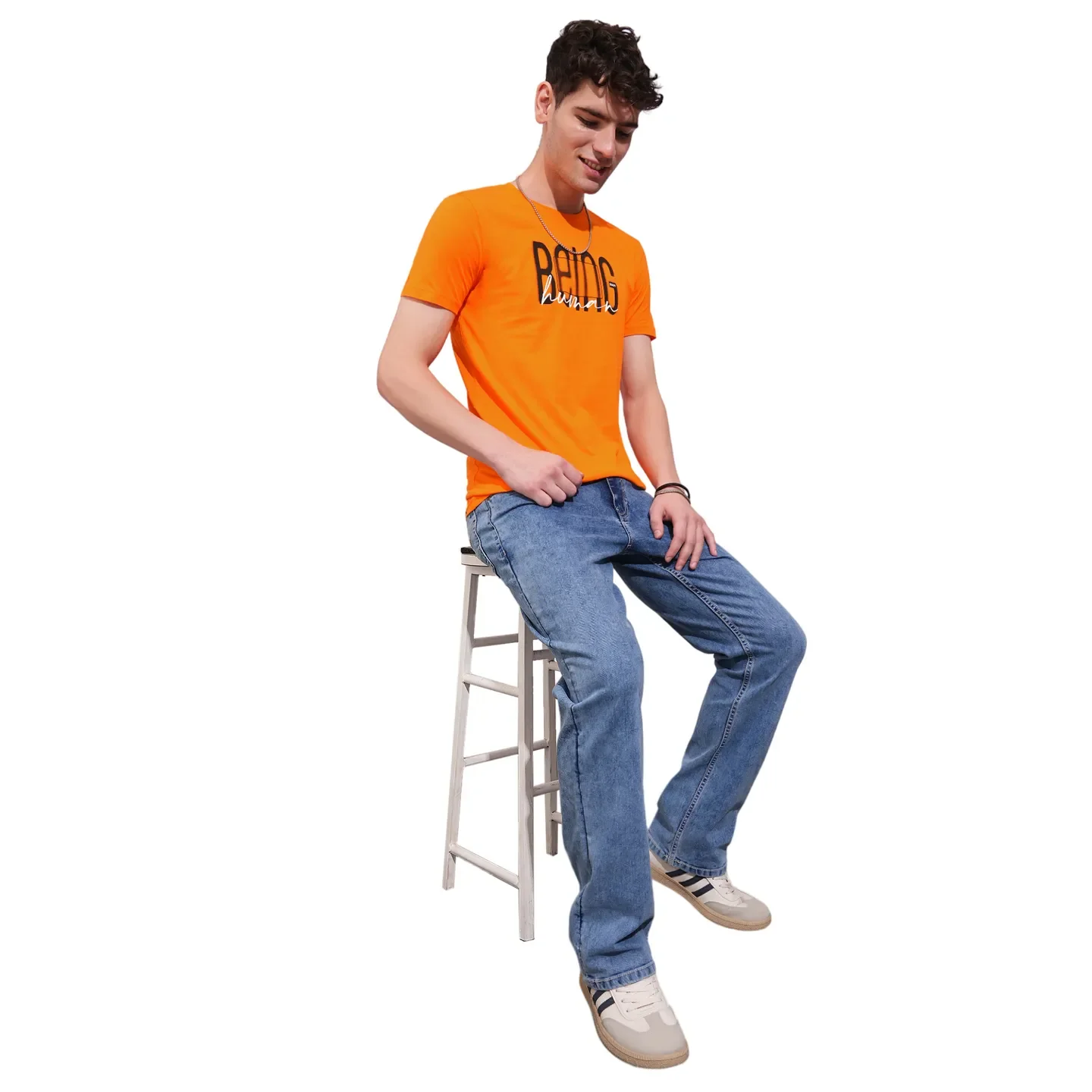 Orange Regular Fit Round Neck Men's T-Shirt by Being Human Clothing - Image 4