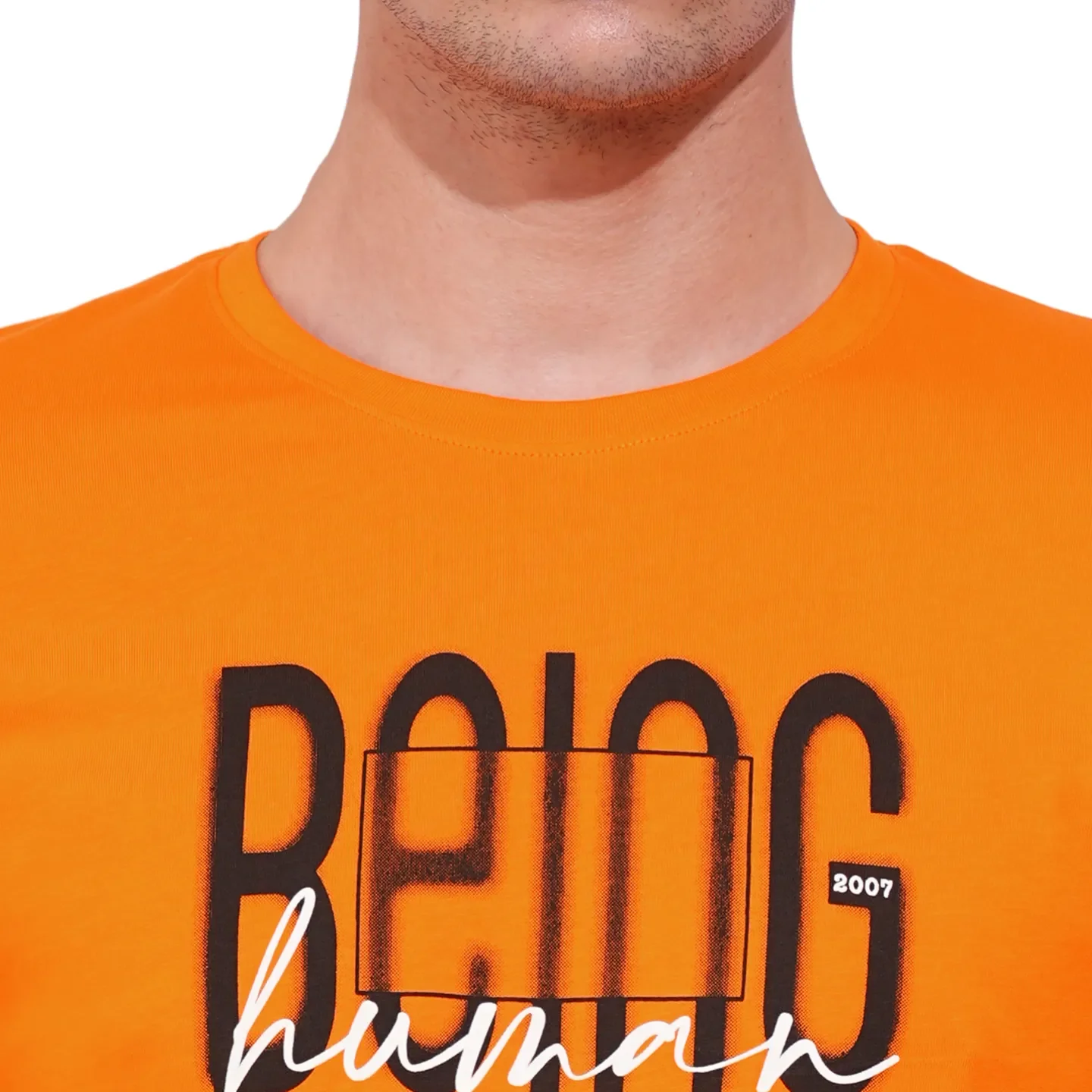 Orange Regular Fit Round Neck Men's T-Shirt by Being Human Clothing - Image 5