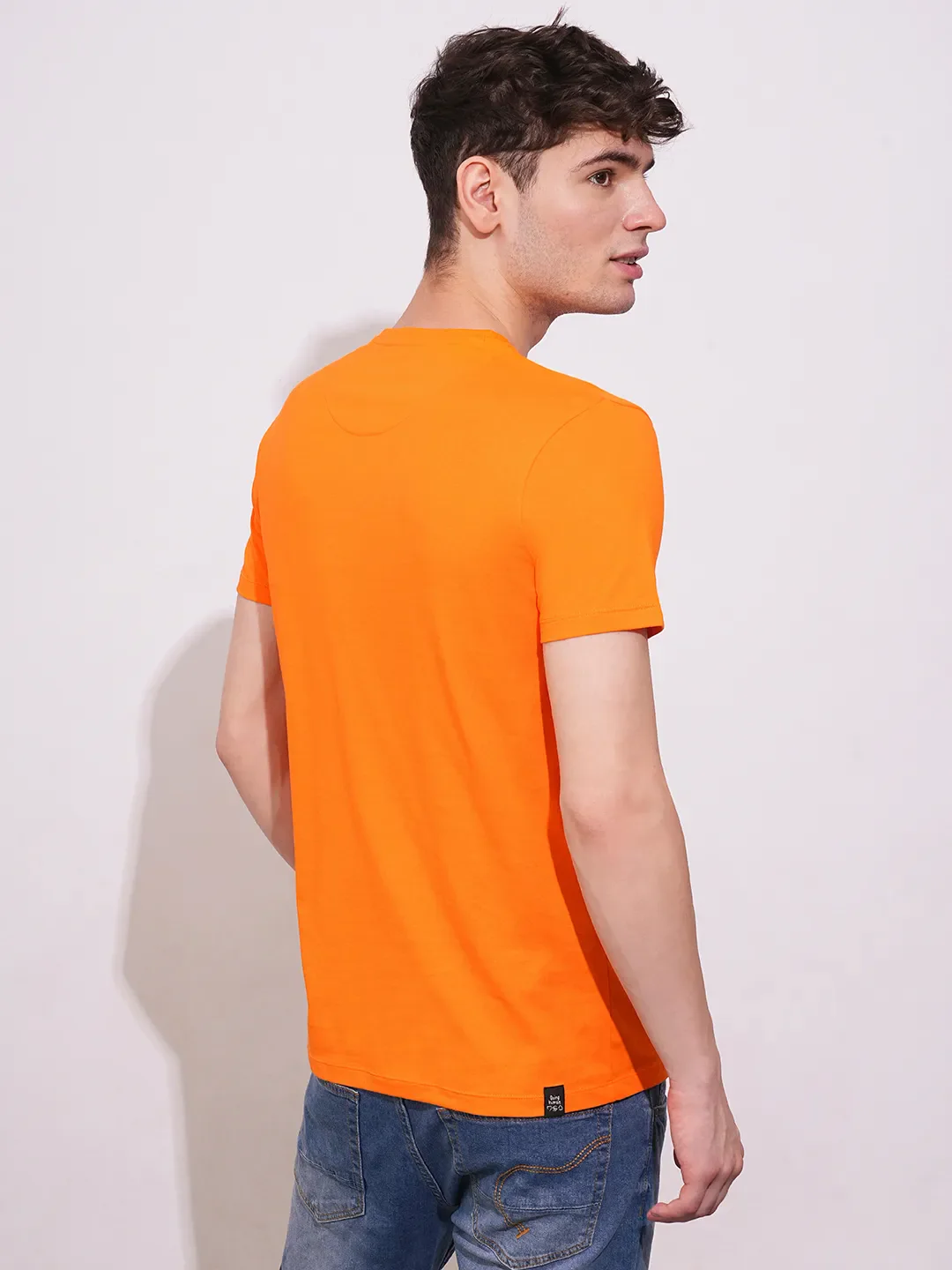 Orange Regular Fit Round Neck Men's T-Shirt by Being Human Clothing - Image 3