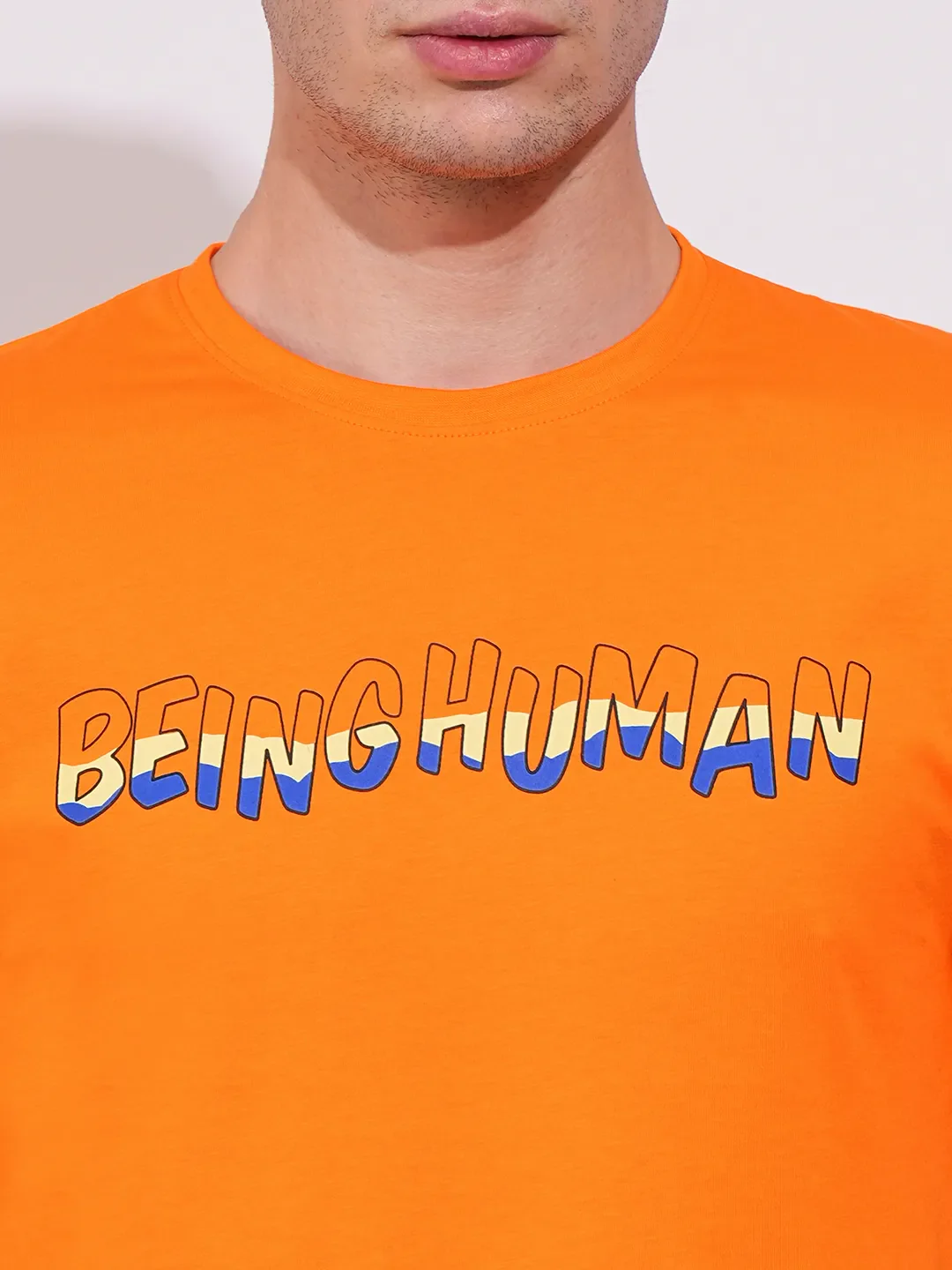 Orange Regular Fit Round Neck Men's T-Shirt by Being Human Clothing - Image 5