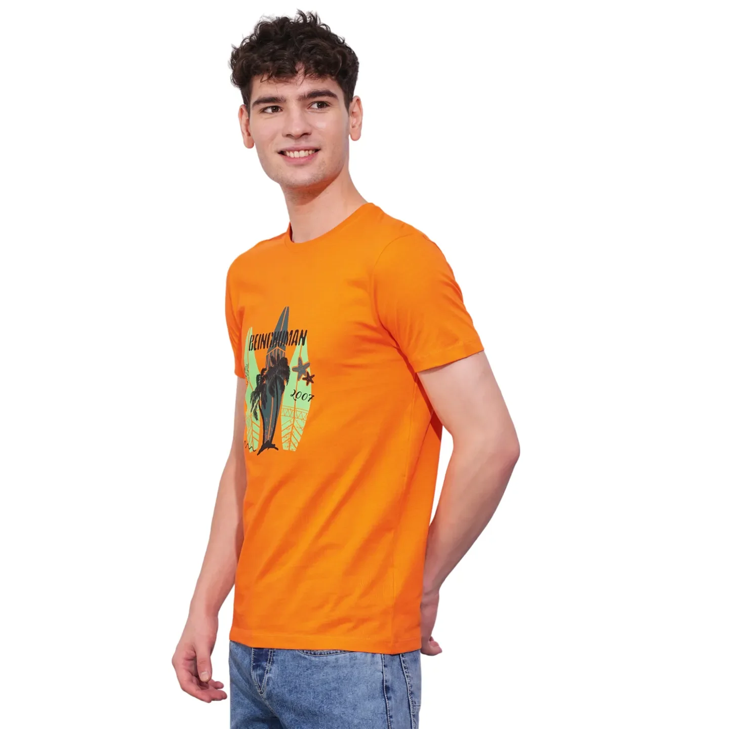 Orange Regular Fit Men's Short Sleeves T-Shirt by Being Human Clothing - Image 2