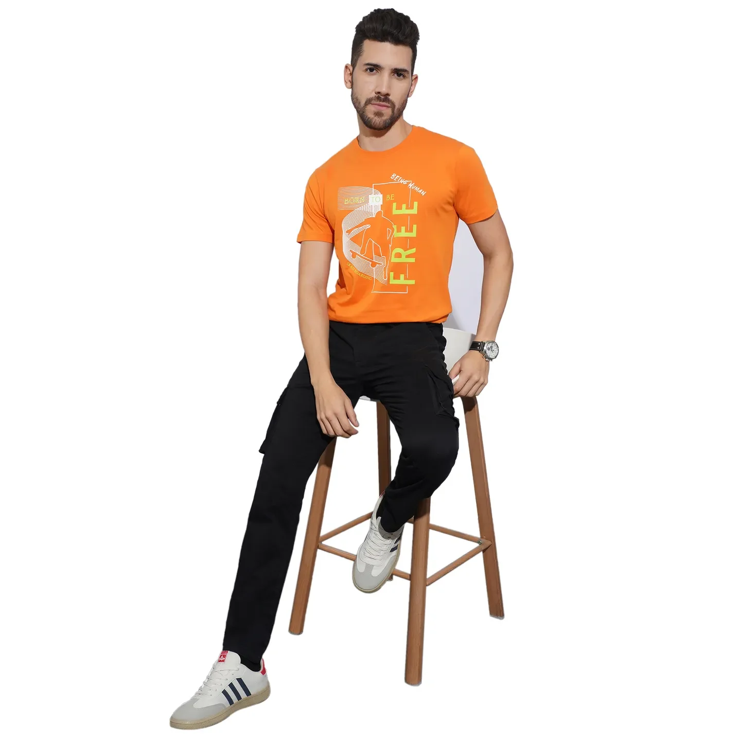 Orange Regular Fit Men's Short Sleeves T-Shirt by Being Human Clothing - Image 4