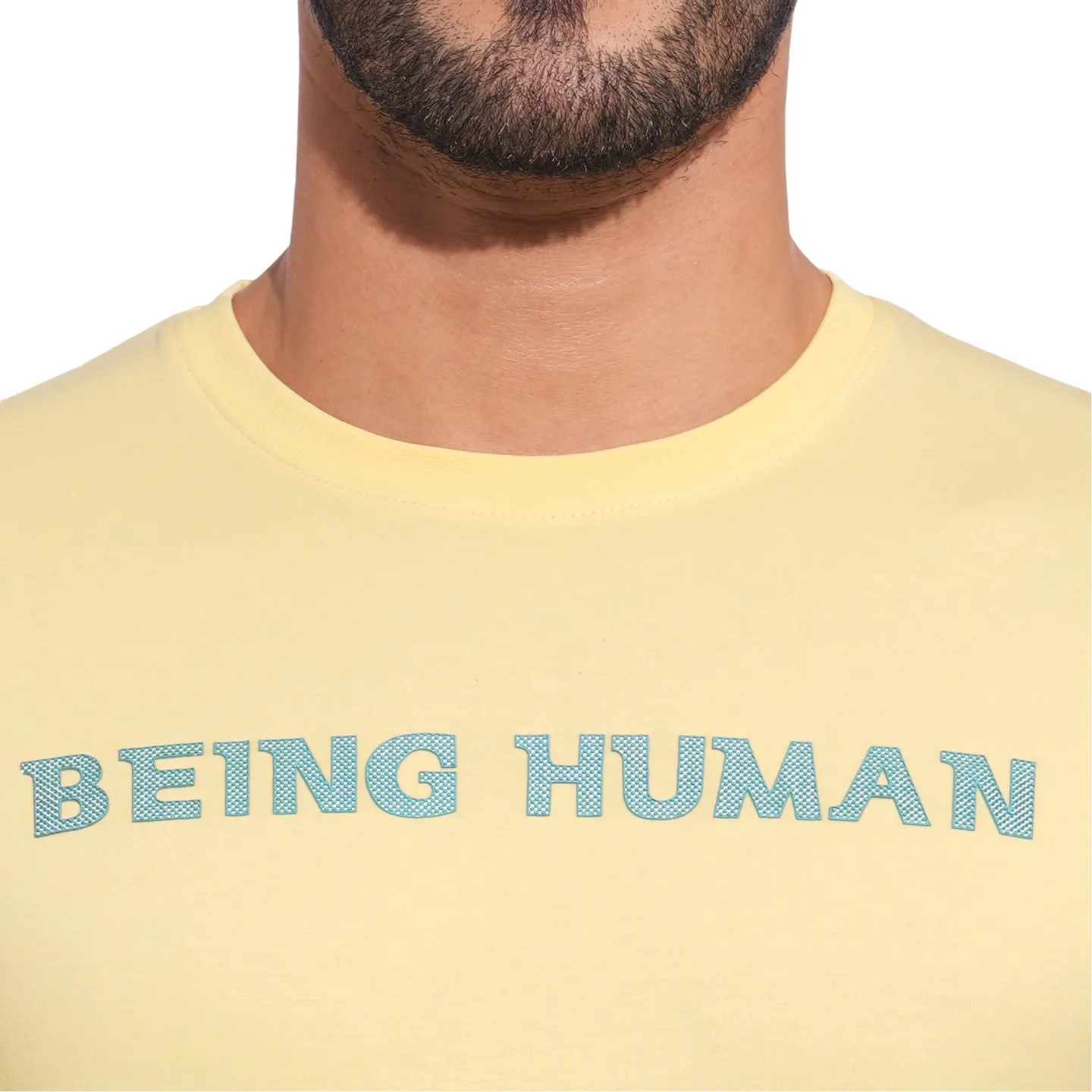 Yellow Slim Fit Round Neck Men's T-Shirt by Being Human Clothing - Image 5