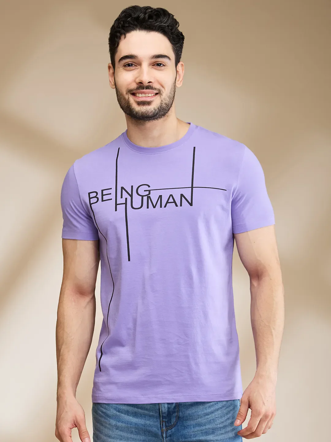 Pink Regular Fit Men's Short Sleeves T-Shirt by Being Human Clothing