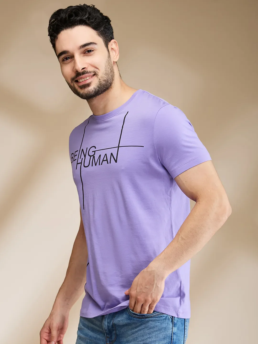 Pink Regular Fit Men's Short Sleeves T-Shirt by Being Human Clothing - Image 4