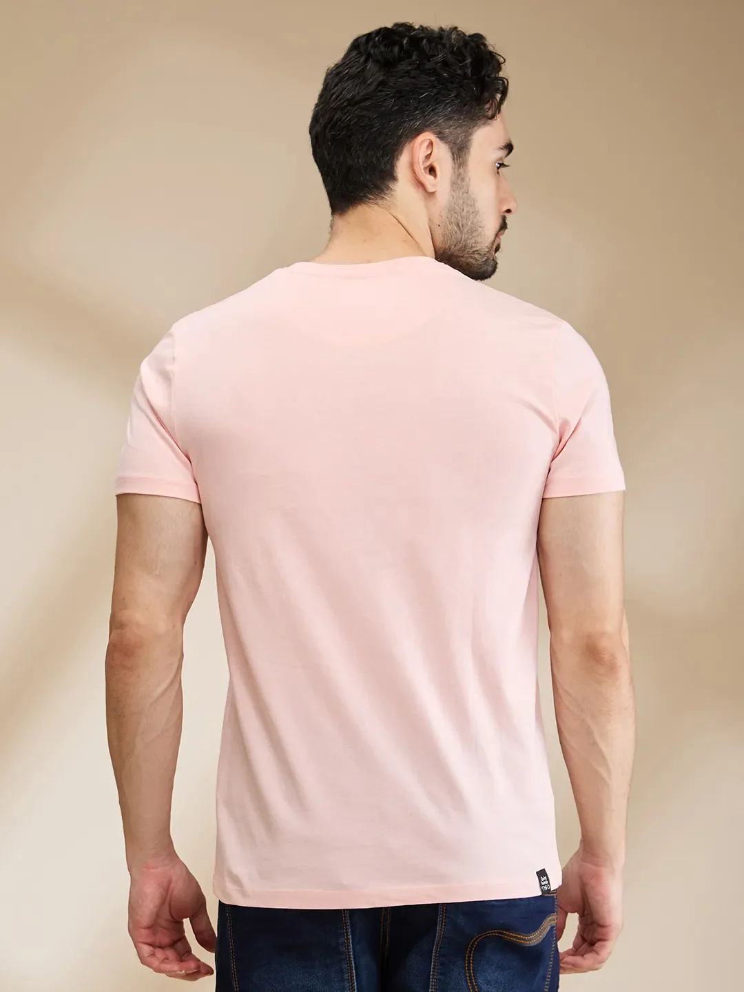 Pink Regular Fit Men's Short Sleeves T-Shirt by Being Human Clothing - Image 3