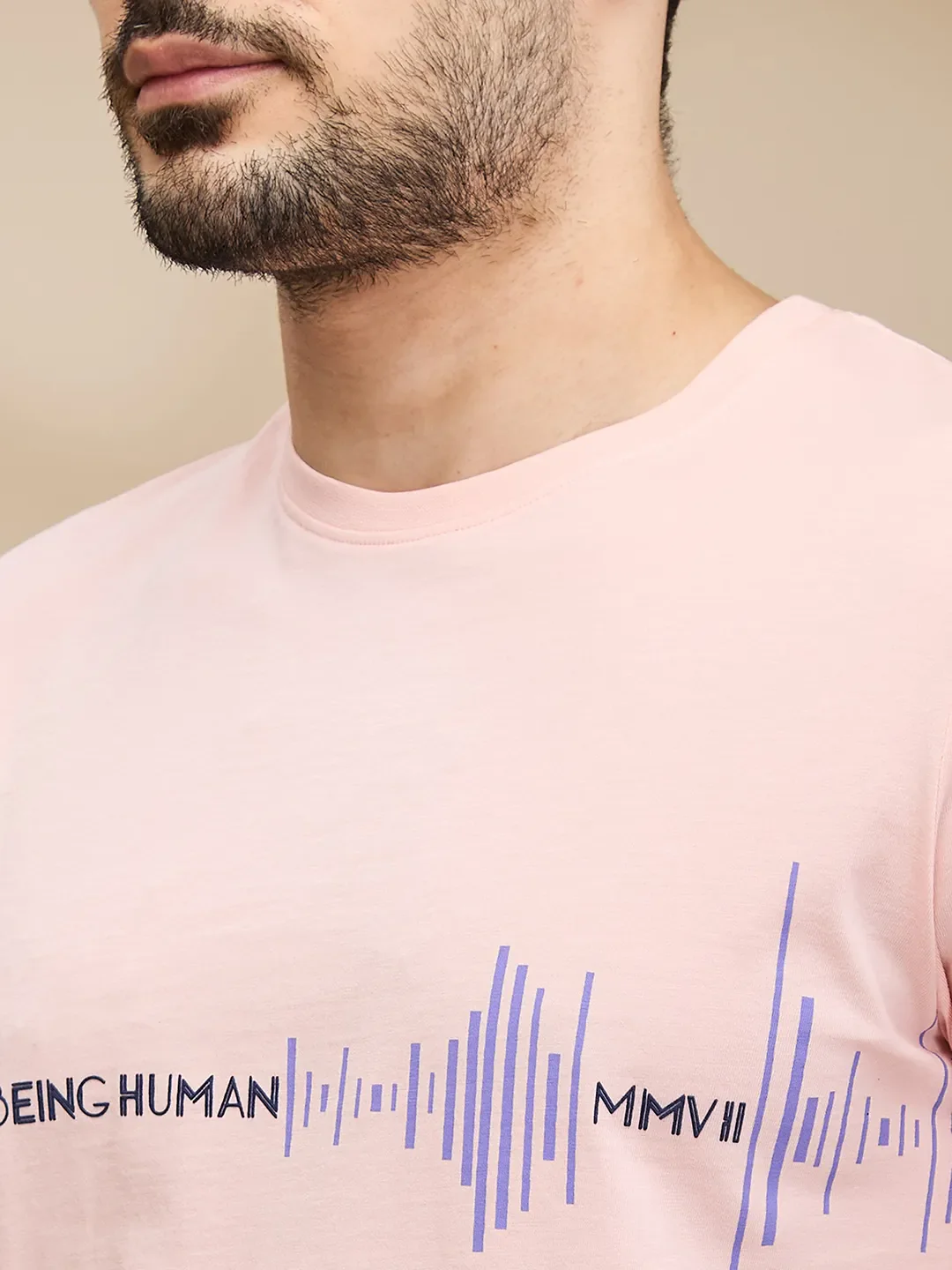 Pink Regular Fit Men's Short Sleeves T-Shirt by Being Human Clothing - Image 5