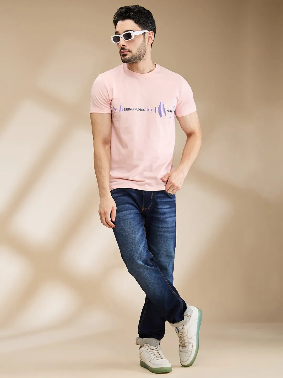 Pink Regular Fit Men's Short Sleeves T-Shirt by Being Human Clothing - Image 6