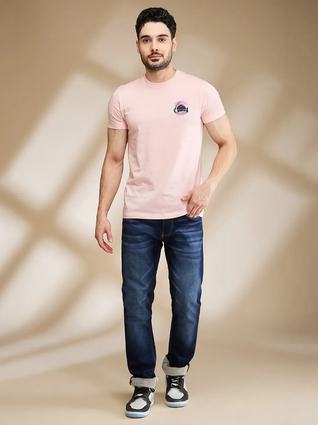 Pink Regular Fit Men's Short Sleeves T-Shirt by Being Human Clothing - Image 2