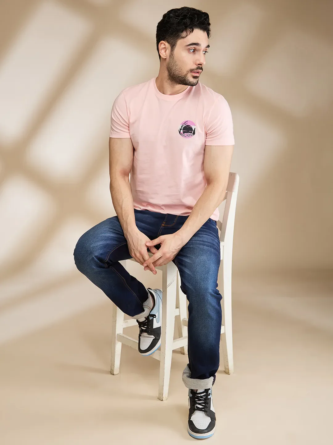Pink Regular Fit Men's Short Sleeves T-Shirt by Being Human Clothing - Image 6
