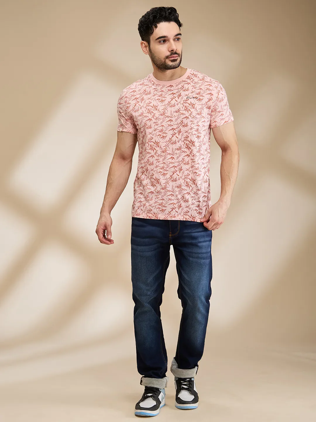 Pink Regular Fit Men's Short Sleeves T-Shirt by Being Human Clothing - Image 2