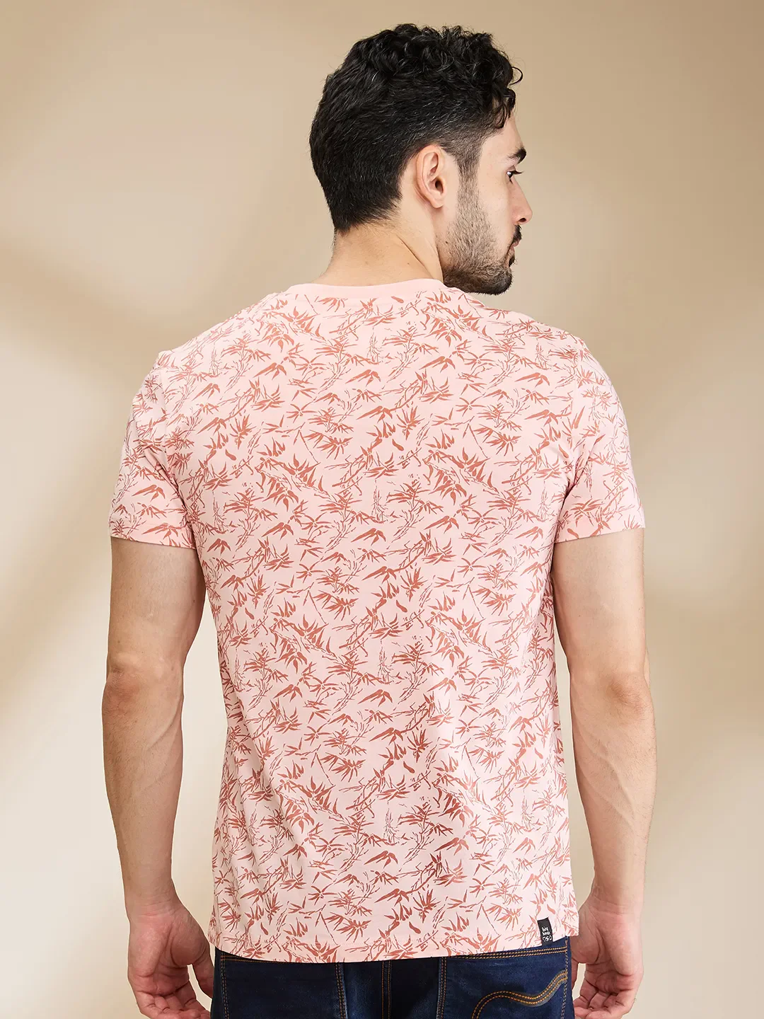 Pink Regular Fit Men's Short Sleeves T-Shirt by Being Human Clothing - Image 3