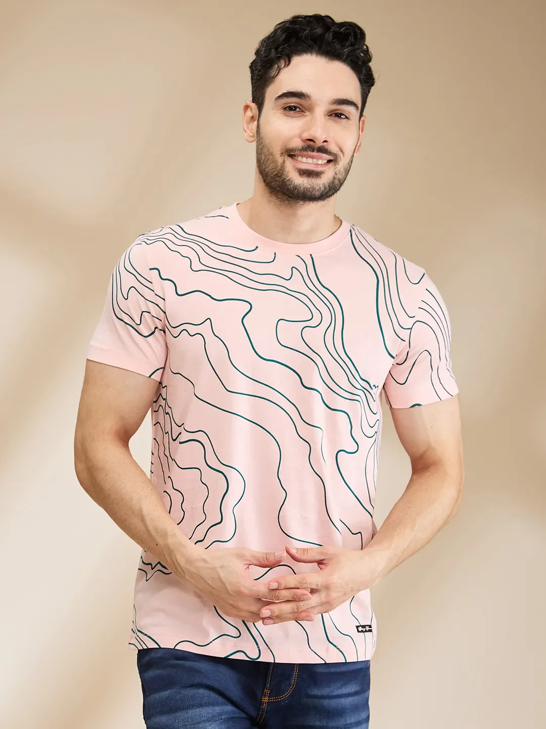 Pink Regular Fit Men's Short Sleeves T-Shirt by Being Human Clothing