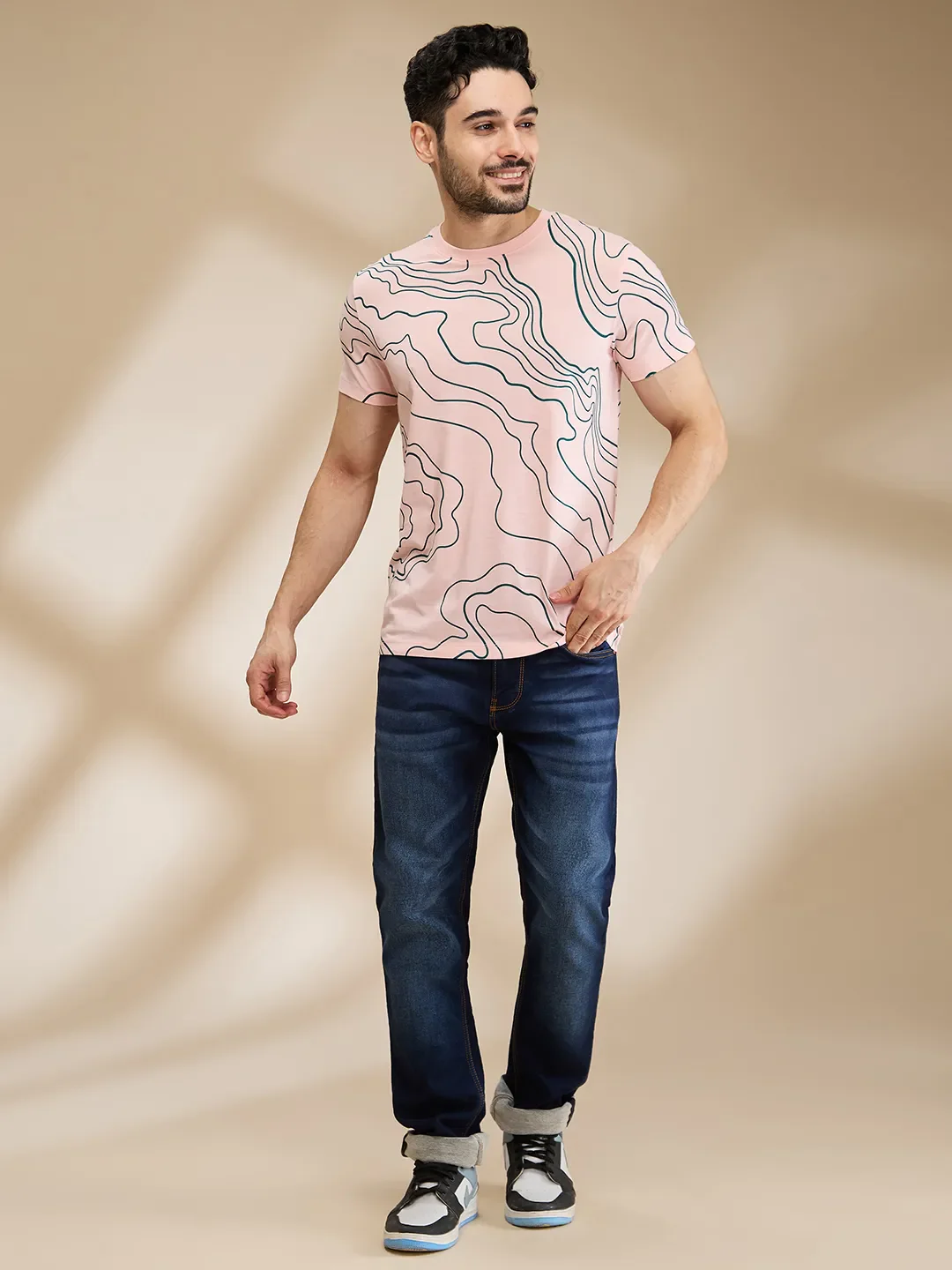 Pink Regular Fit Men's Short Sleeves T-Shirt by Being Human Clothing - Image 2